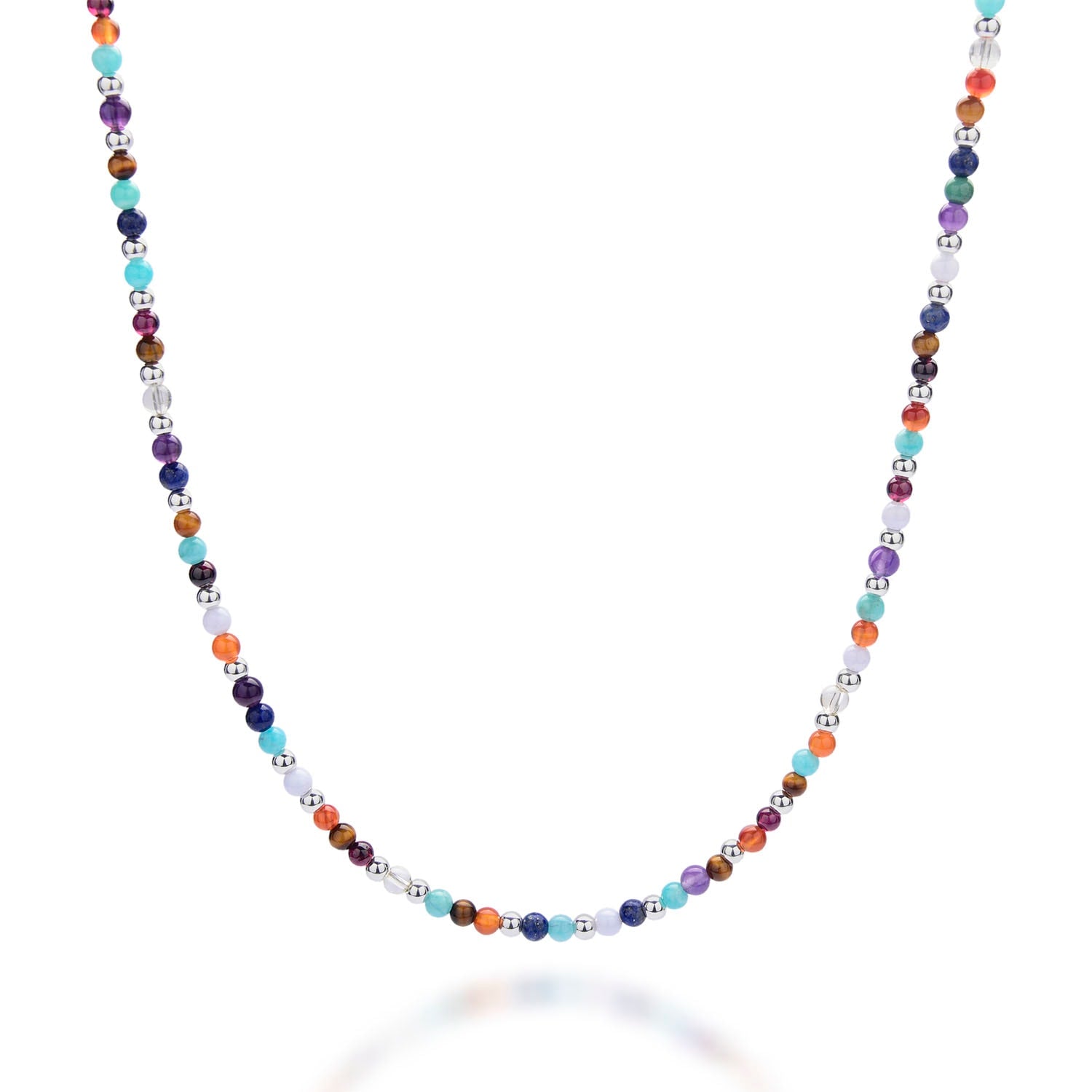 Multi Gemstone Necklace Sterling Silver