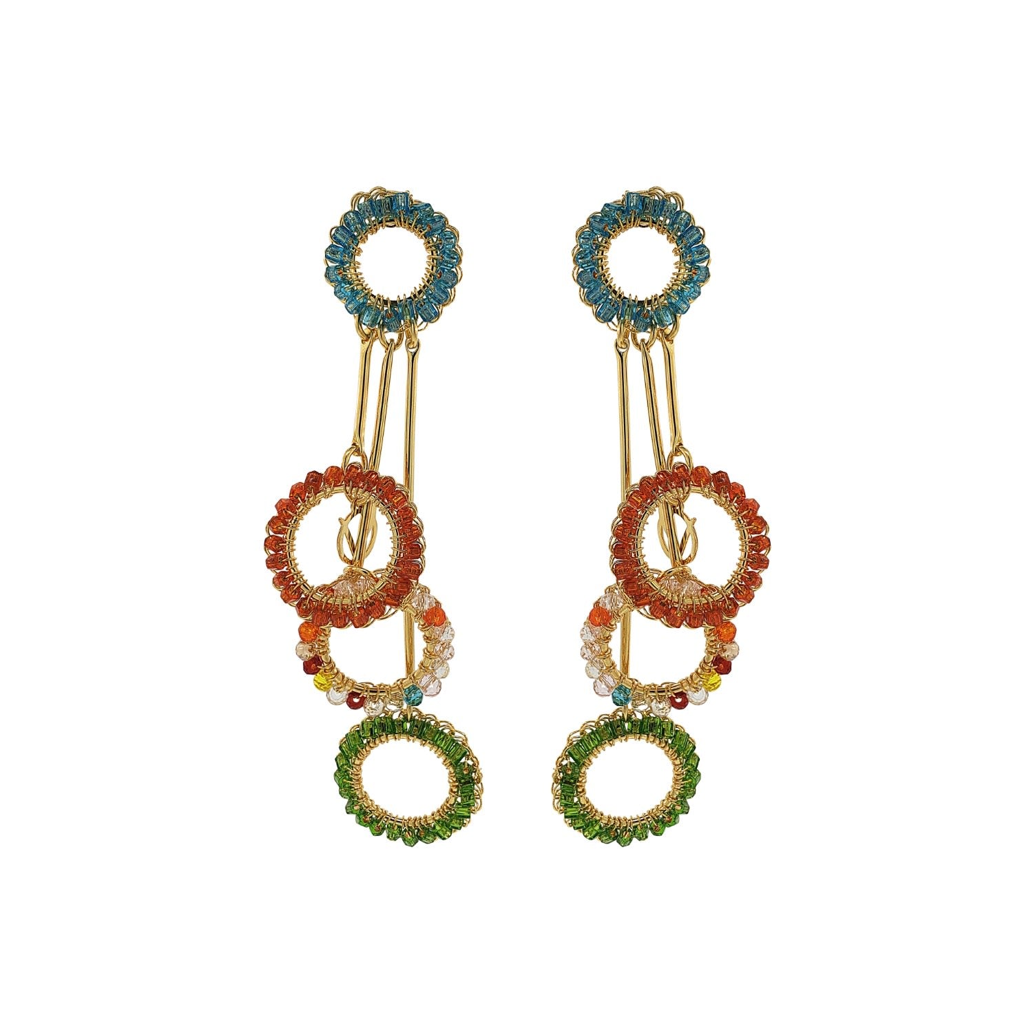 Multicolor & Gold Nora Handmade Crochet Earrings