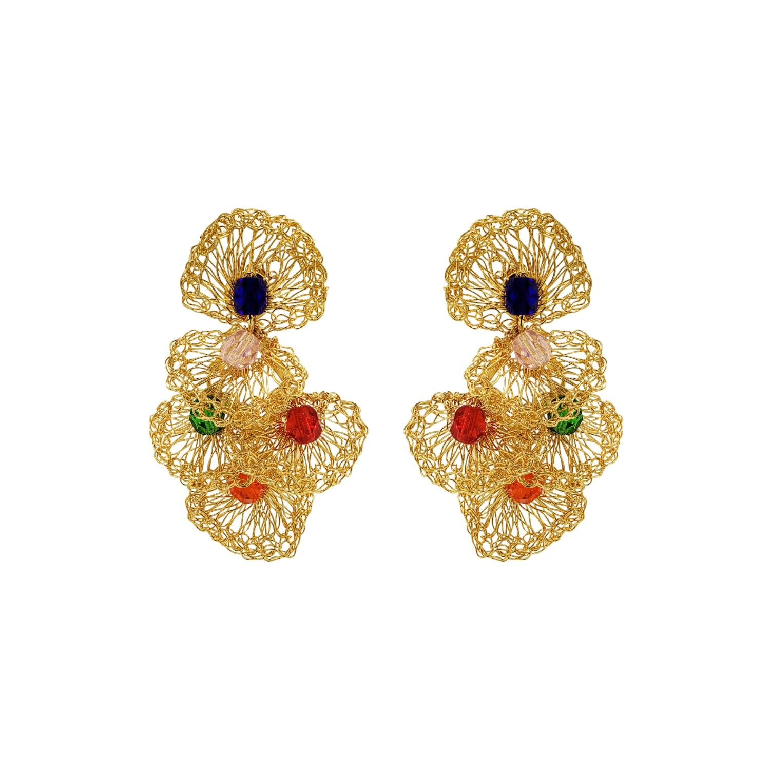 Multi & Gold Shells Mini Handmade Crochet Earrings