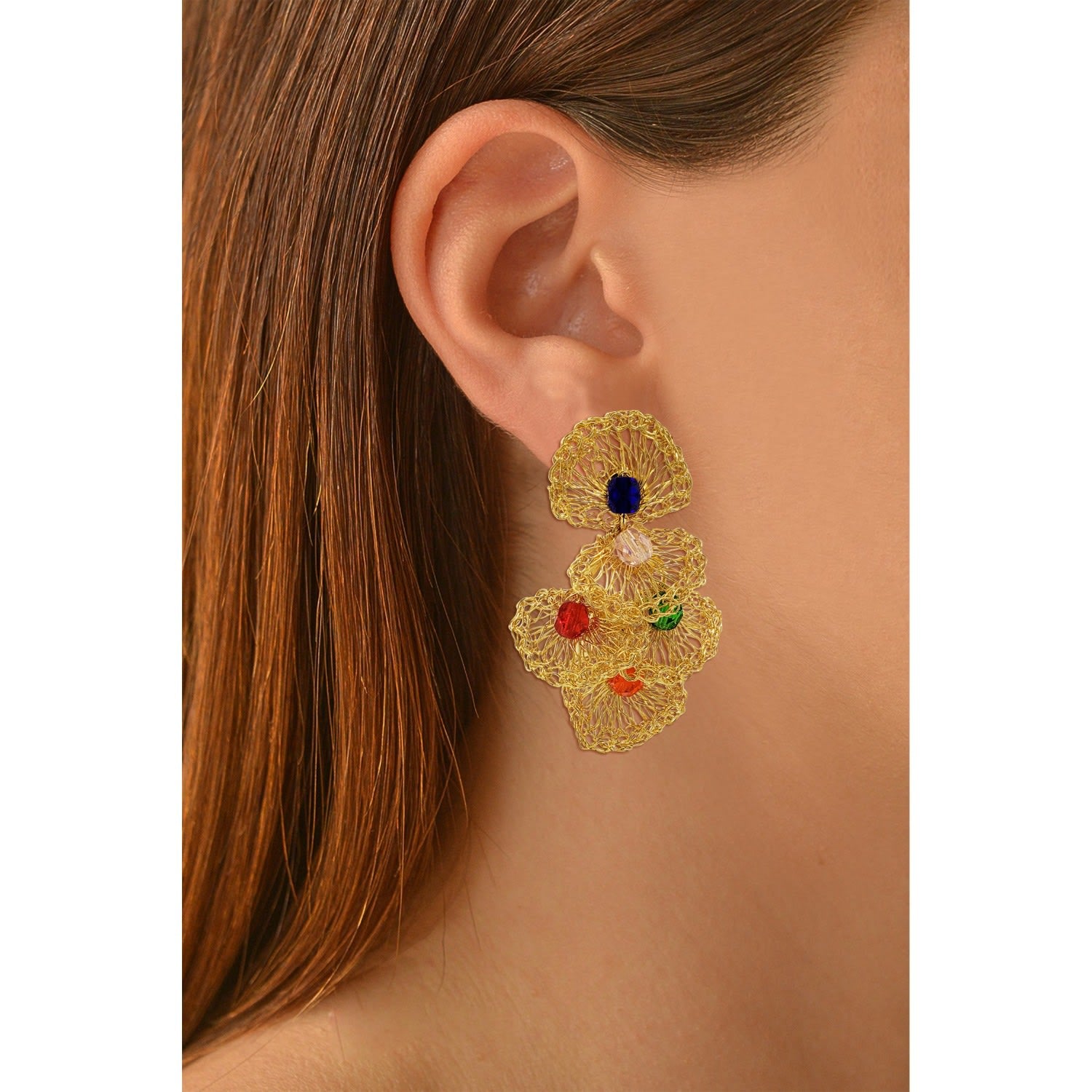 Multi & Gold Shells Mini Handmade Crochet Earrings