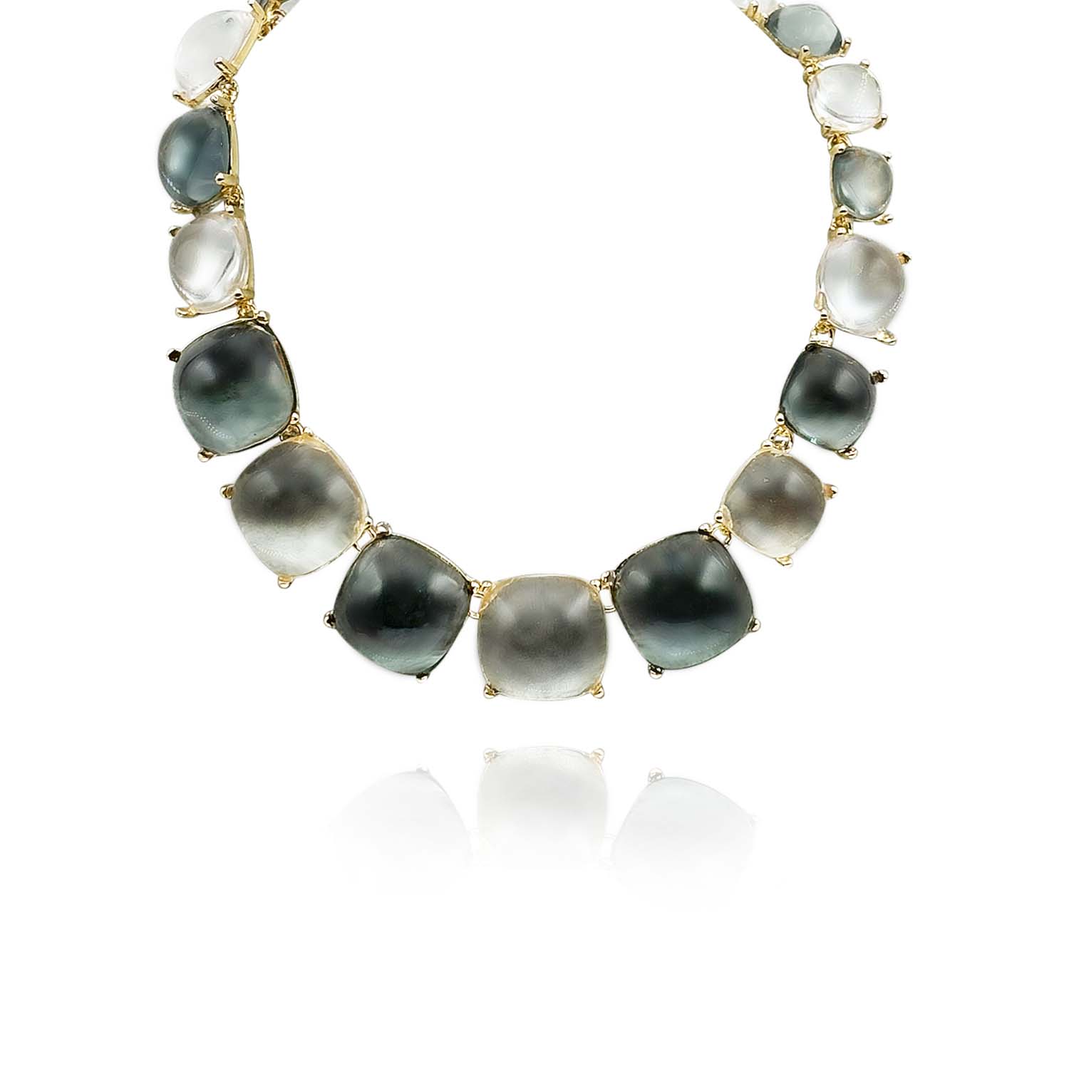 Multi Grey And Clear Cushion Shaped Resin Necklace