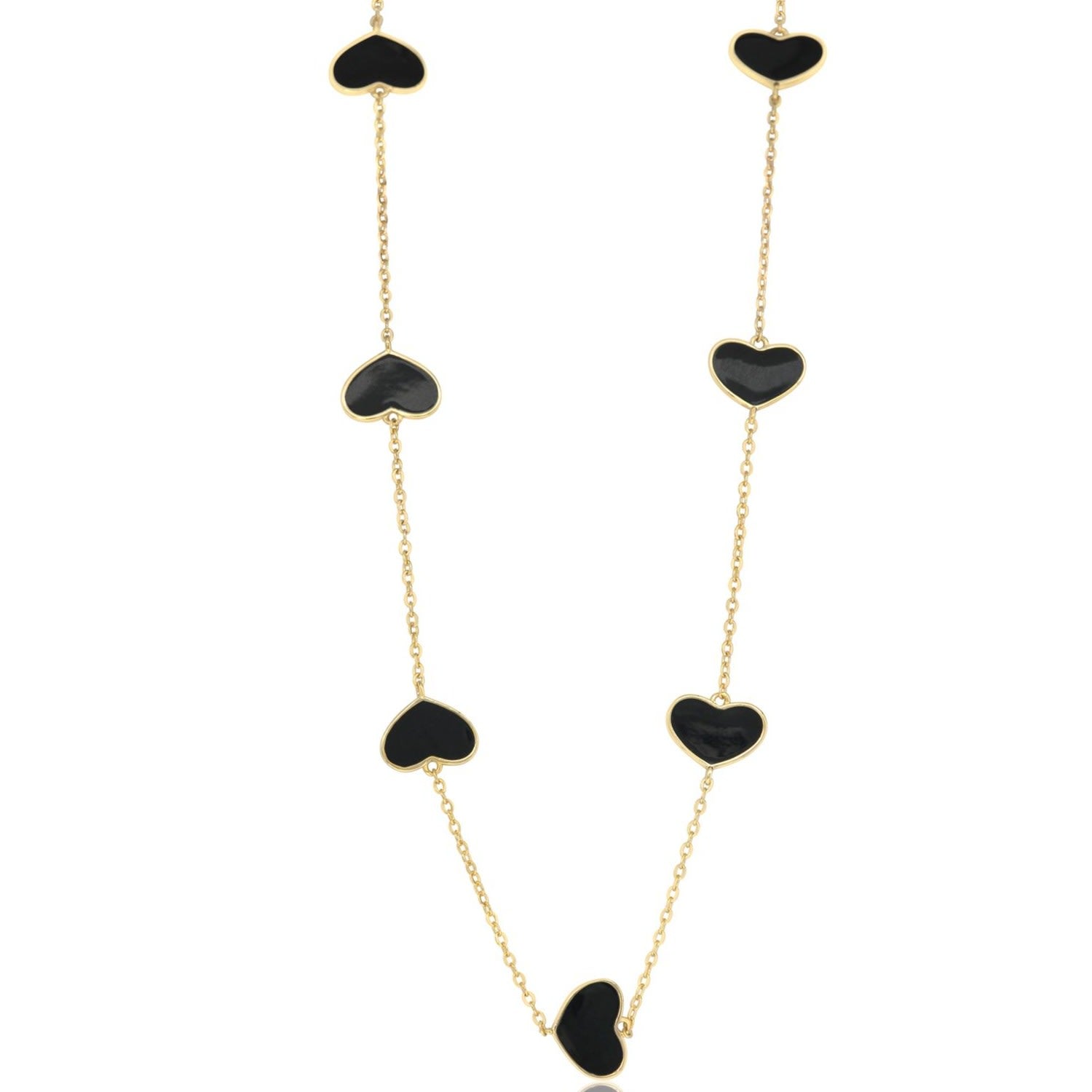 Multi Heart Layering Necklace - Black