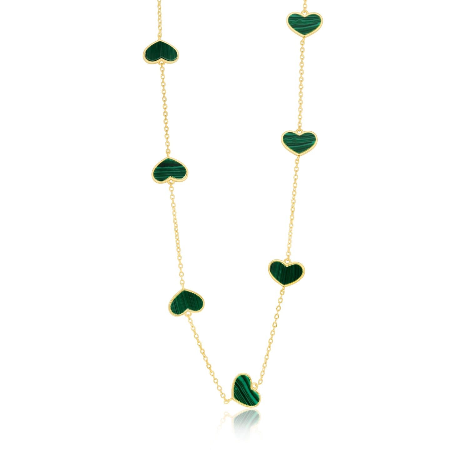 Multi Heart Layering Necklace - Green