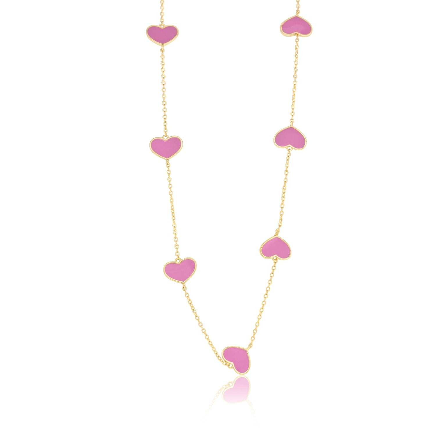 Multi Heart Layering Necklace - Pink