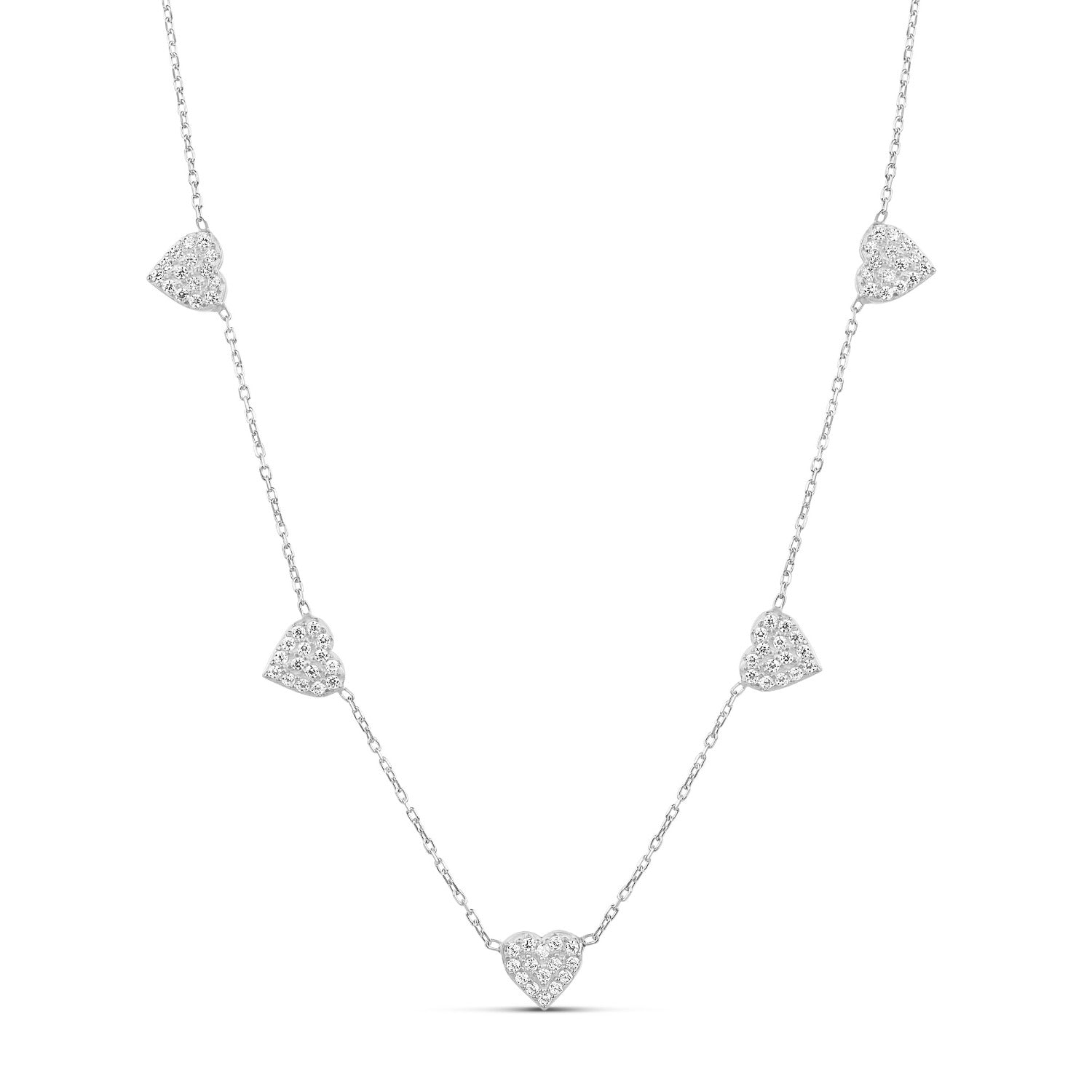 Multi Heart Necklace - Silver