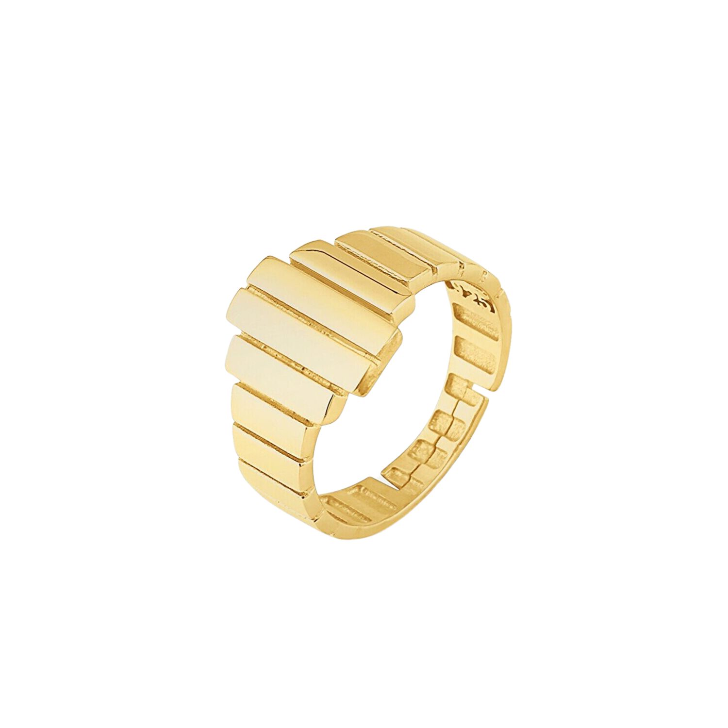 Multi Layered Rectangular Sterling Silver Ring - Gold