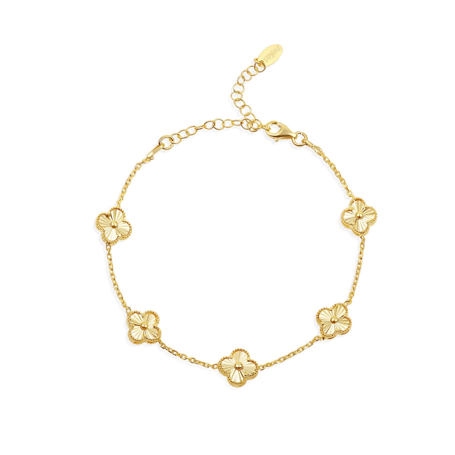Multi Mini Fluted Clover Bracelet - Gold