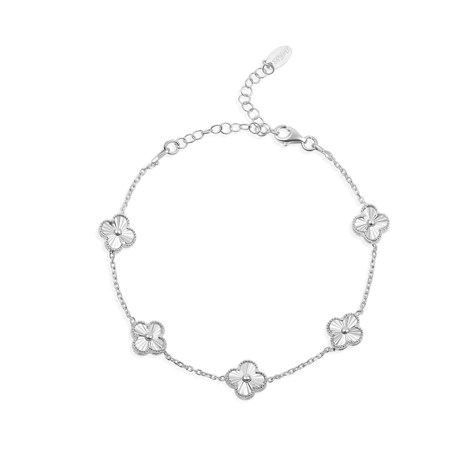 Multi Mini Fluted Clover Bracelet - Silver