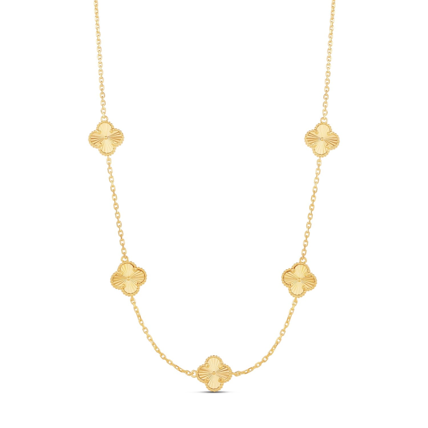 Multi Mini Fluted Clover Necklace - Gold