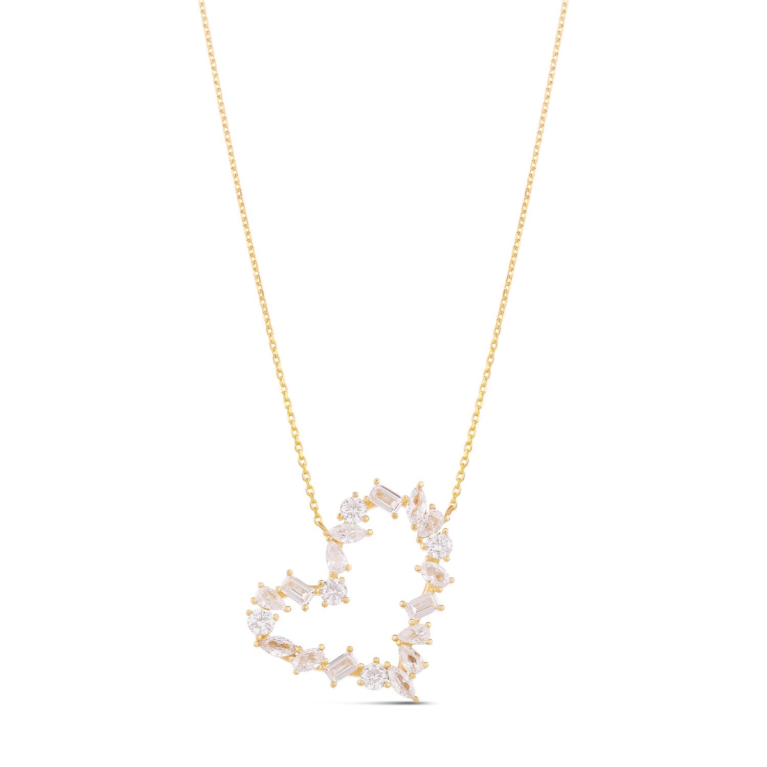 Multi Shape Heart Necklace - Gold