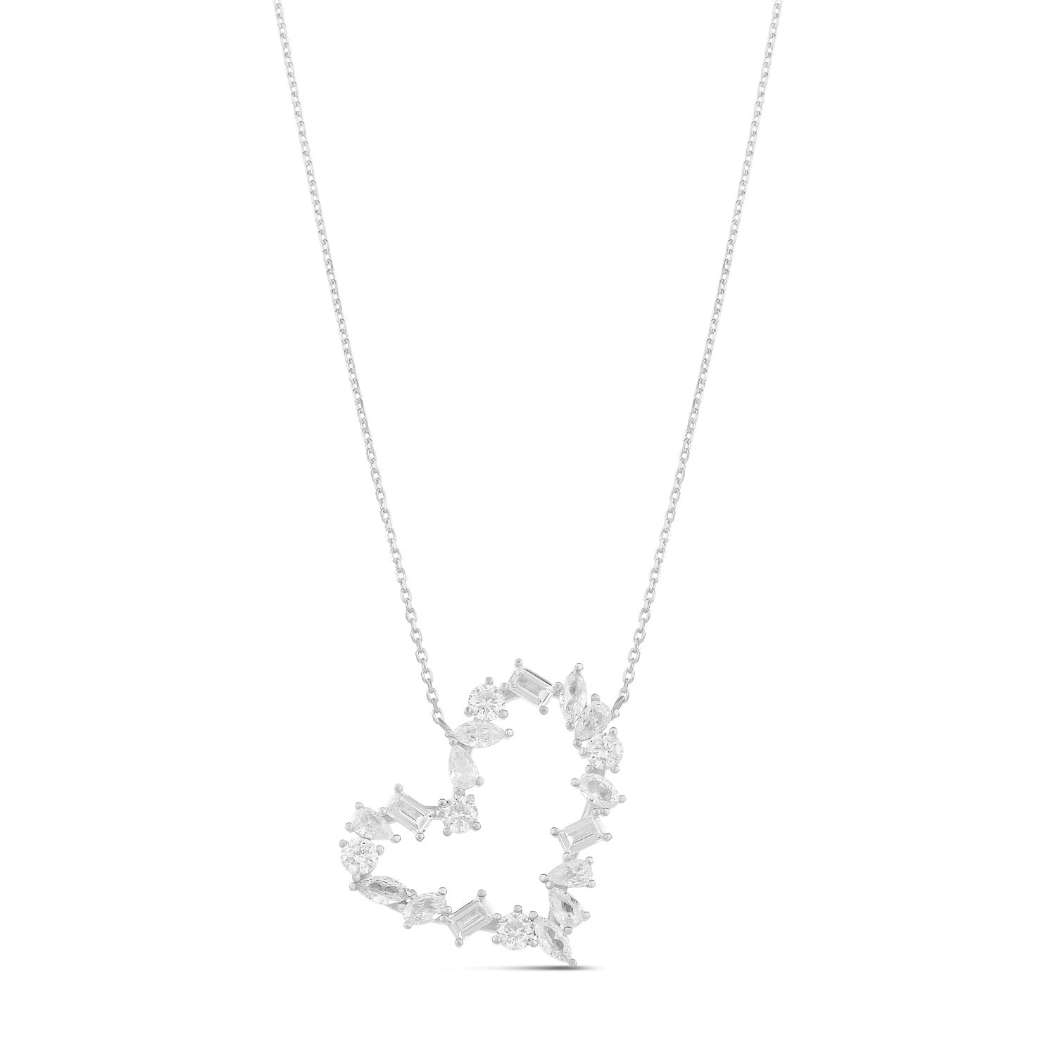Multi Shape Heart Necklace - Silver