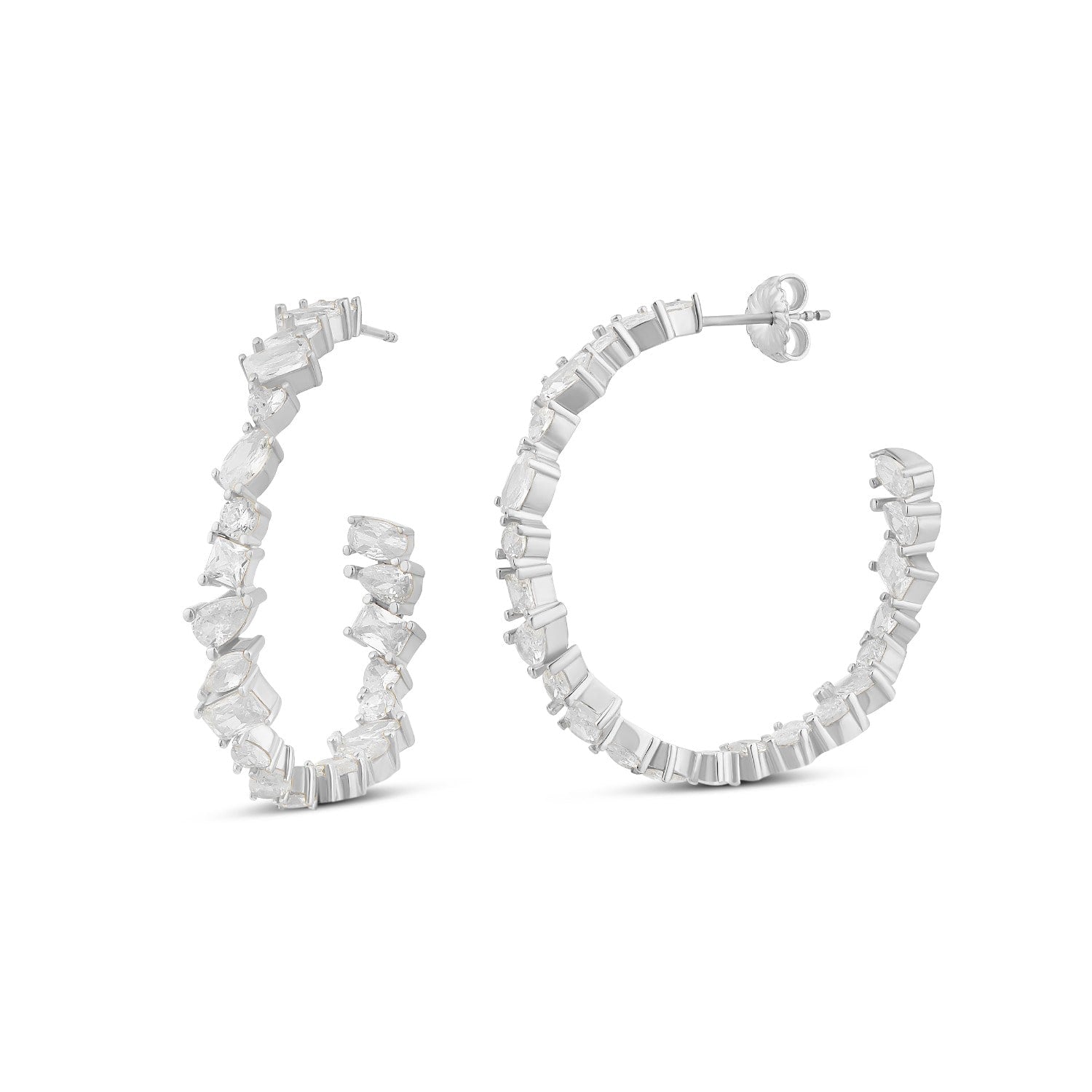 Multi Shape Hoop Earrings - Silver