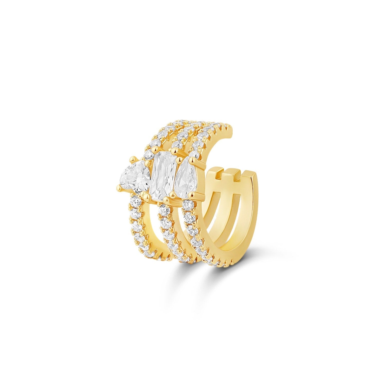 Multi Shape Pave Ear Cuff - Gold