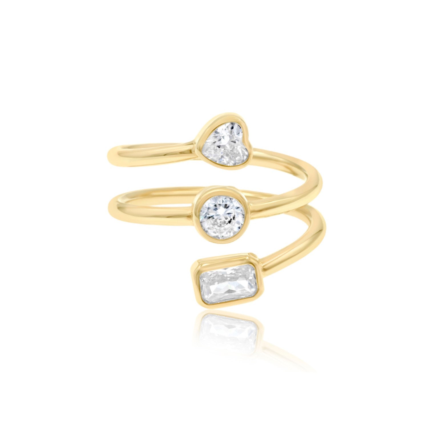 Multi Shape Spiral Ring - Gold