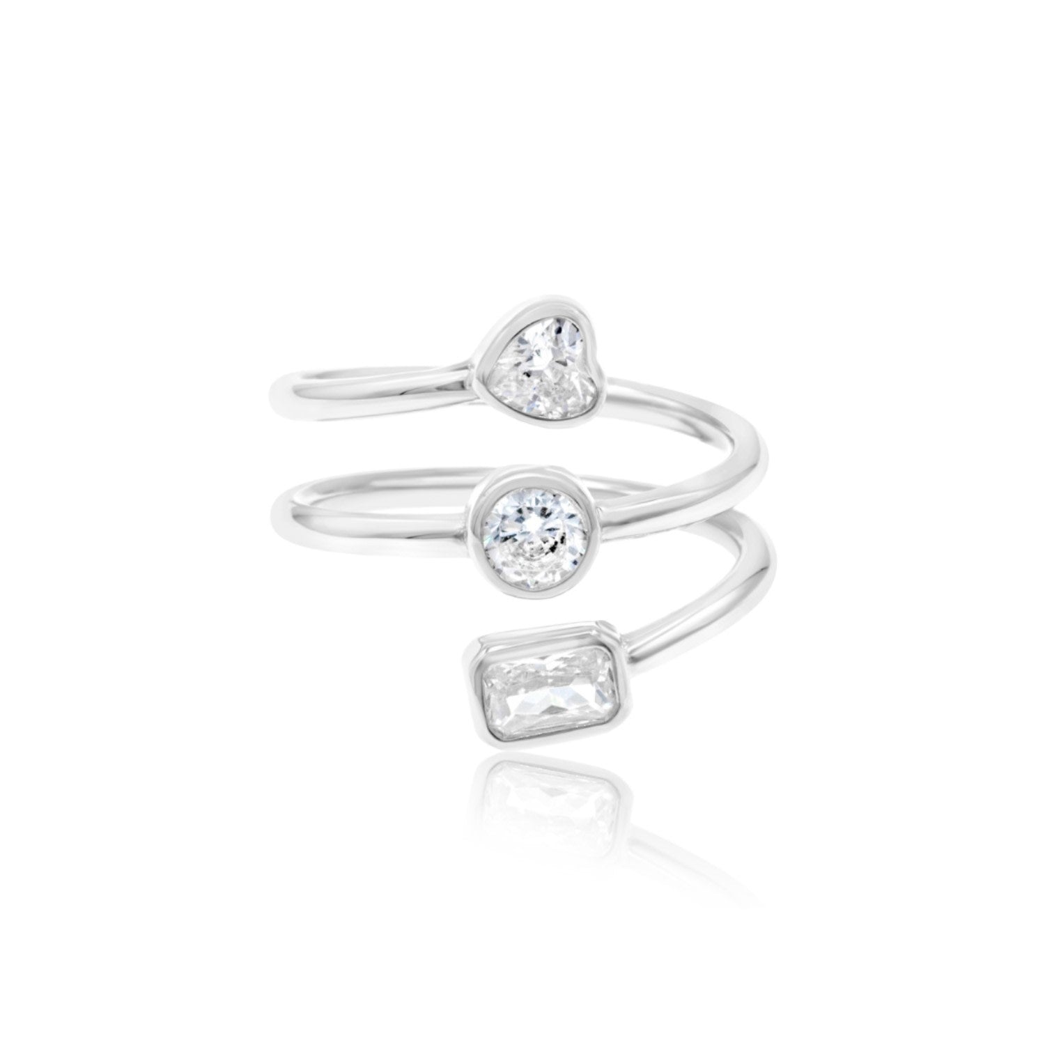 Multi Shape Spiral Ring - Silver