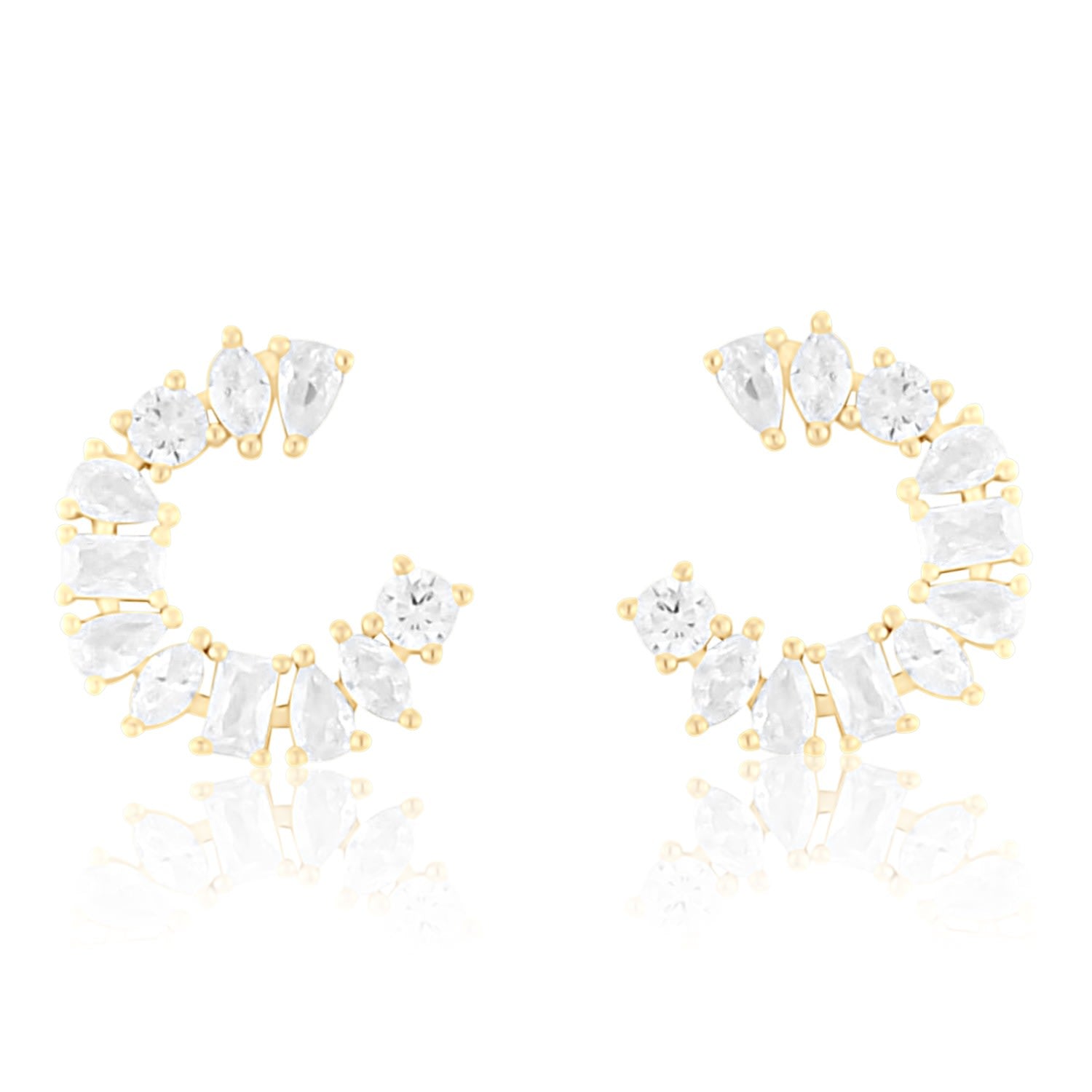 Multi Shape Statement Earrings - Gold