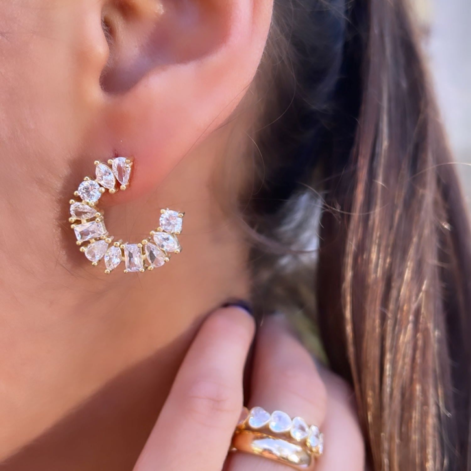 Multi Shape Statement Earrings - Gold