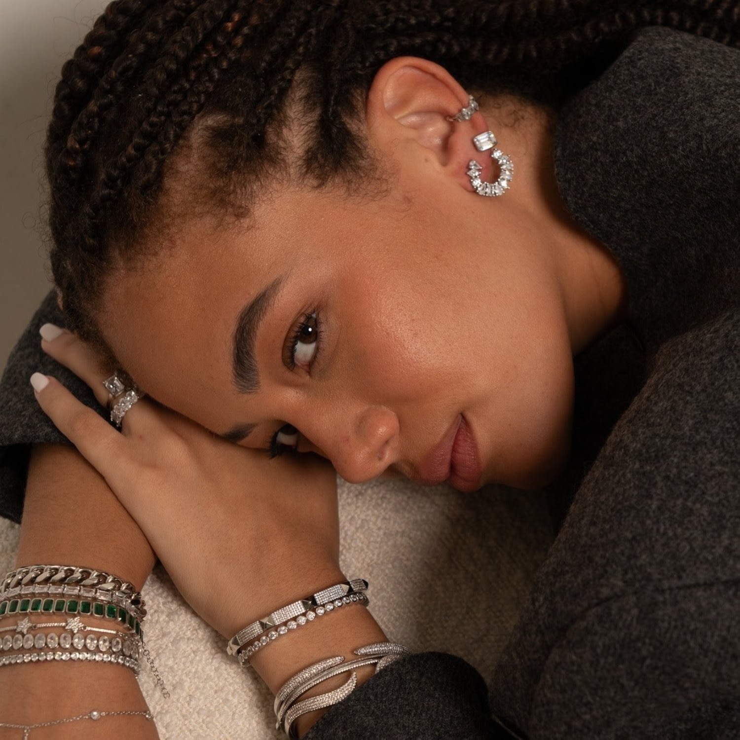 Multi Shape Statement Earrings - Silver