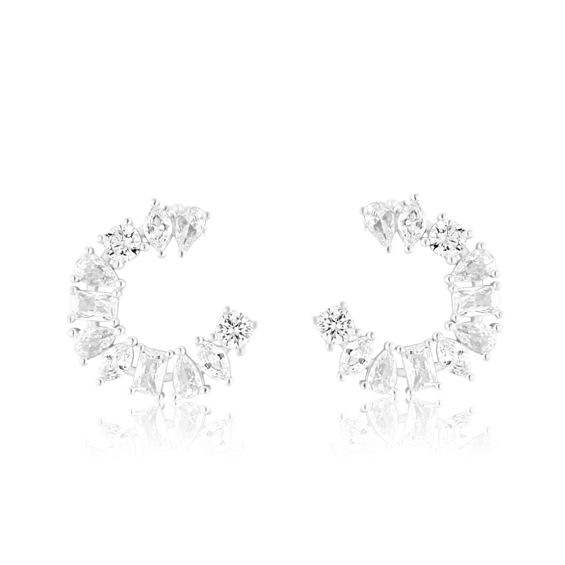 Multi Shape Statement Earrings - Silver