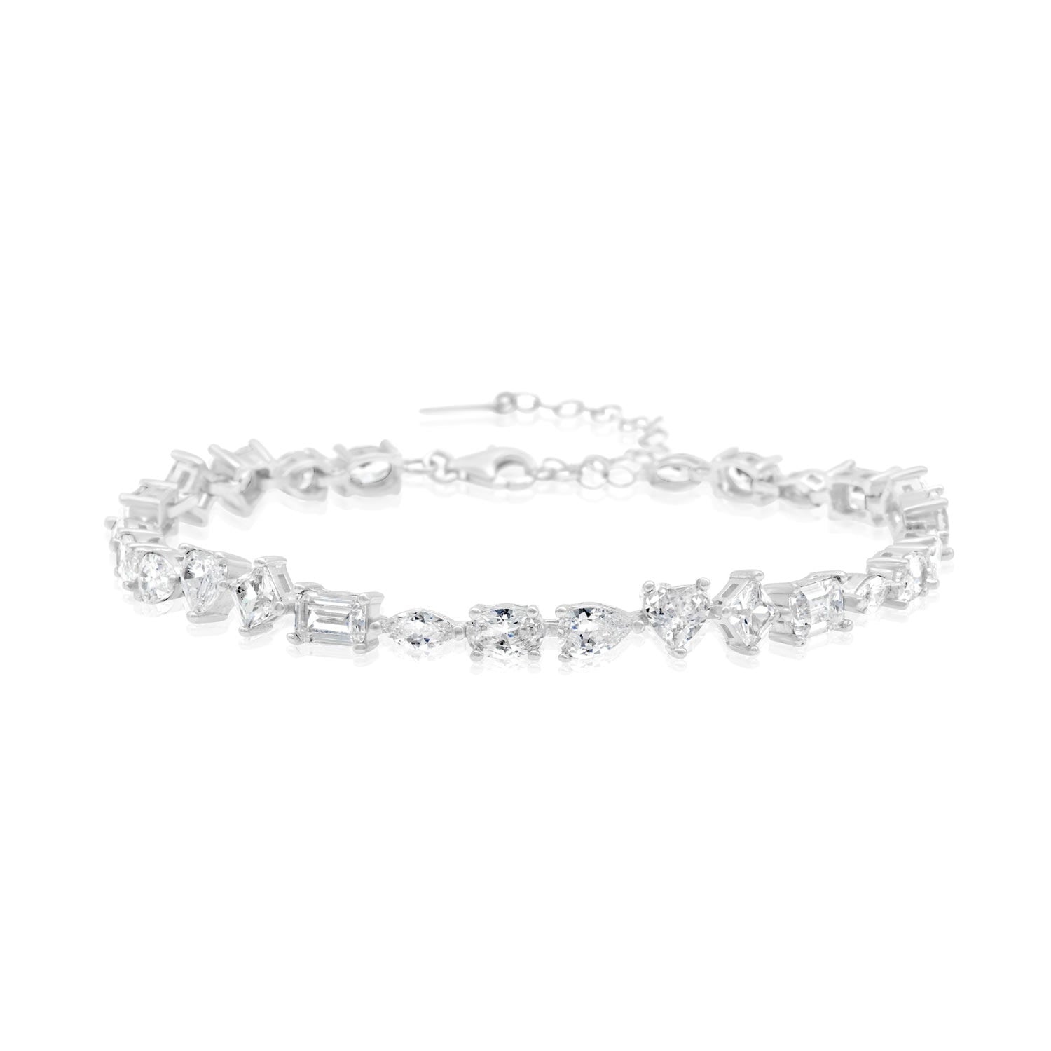 Multi Shape Tennis Bracelet - Silver