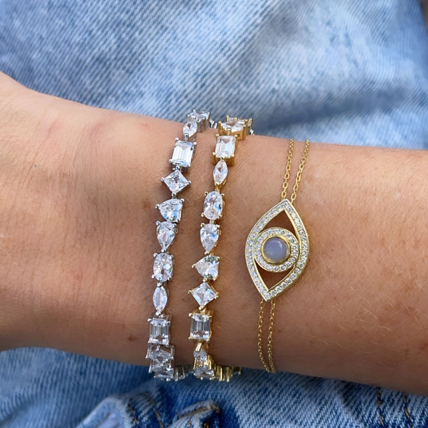Multi Shape Tennis Bracelet - Silver
