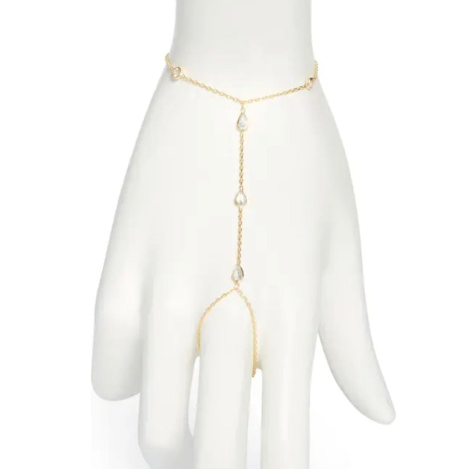 Multi Stone Hand Chain- Gold