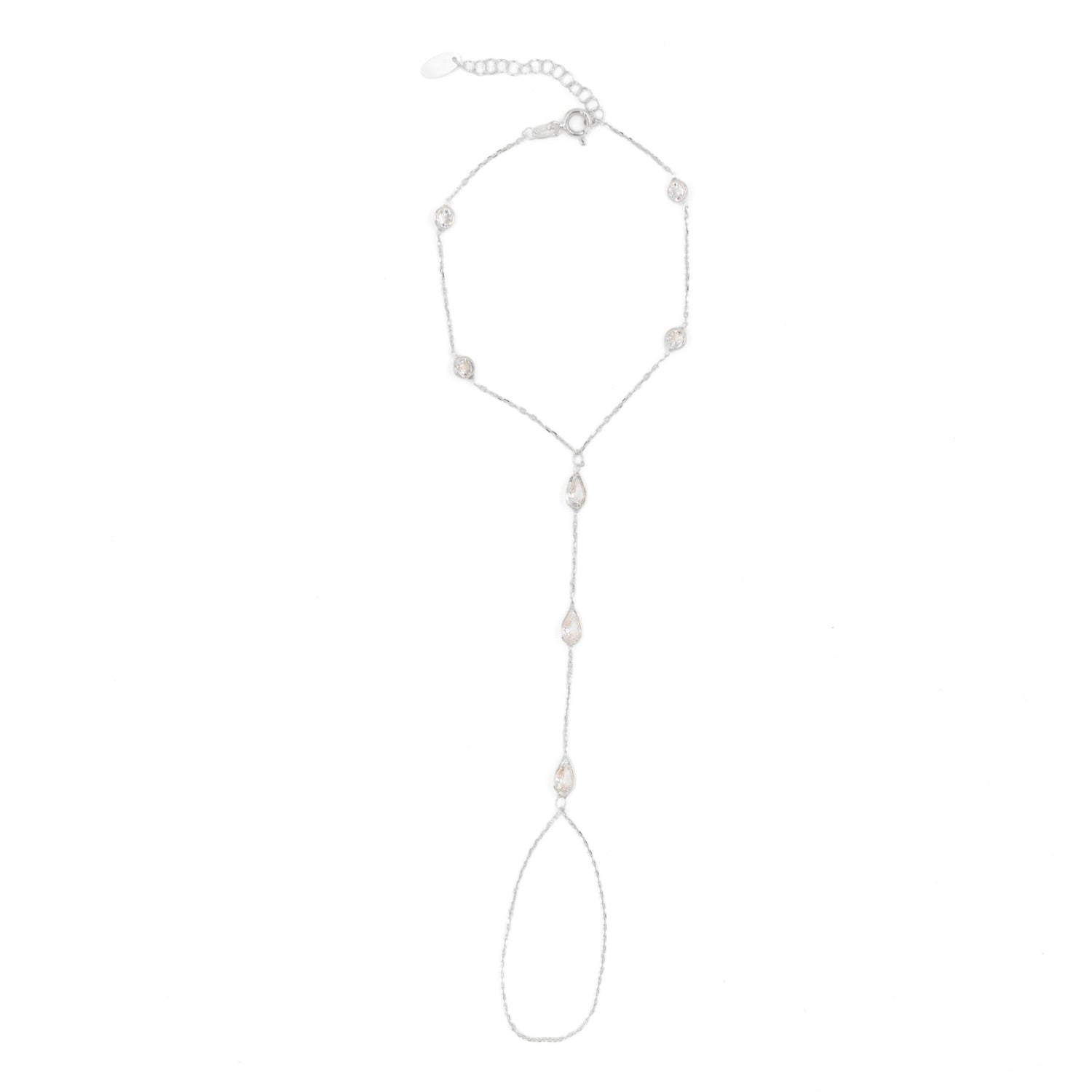 Multi Stone Hand Chain - Silver
