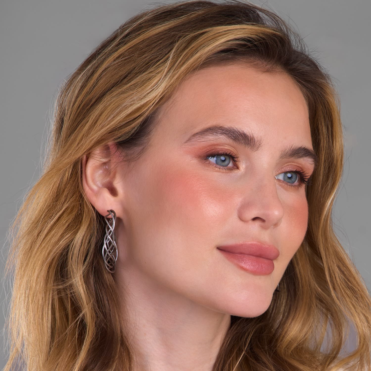 Multi Surface Hoop Silver Earring