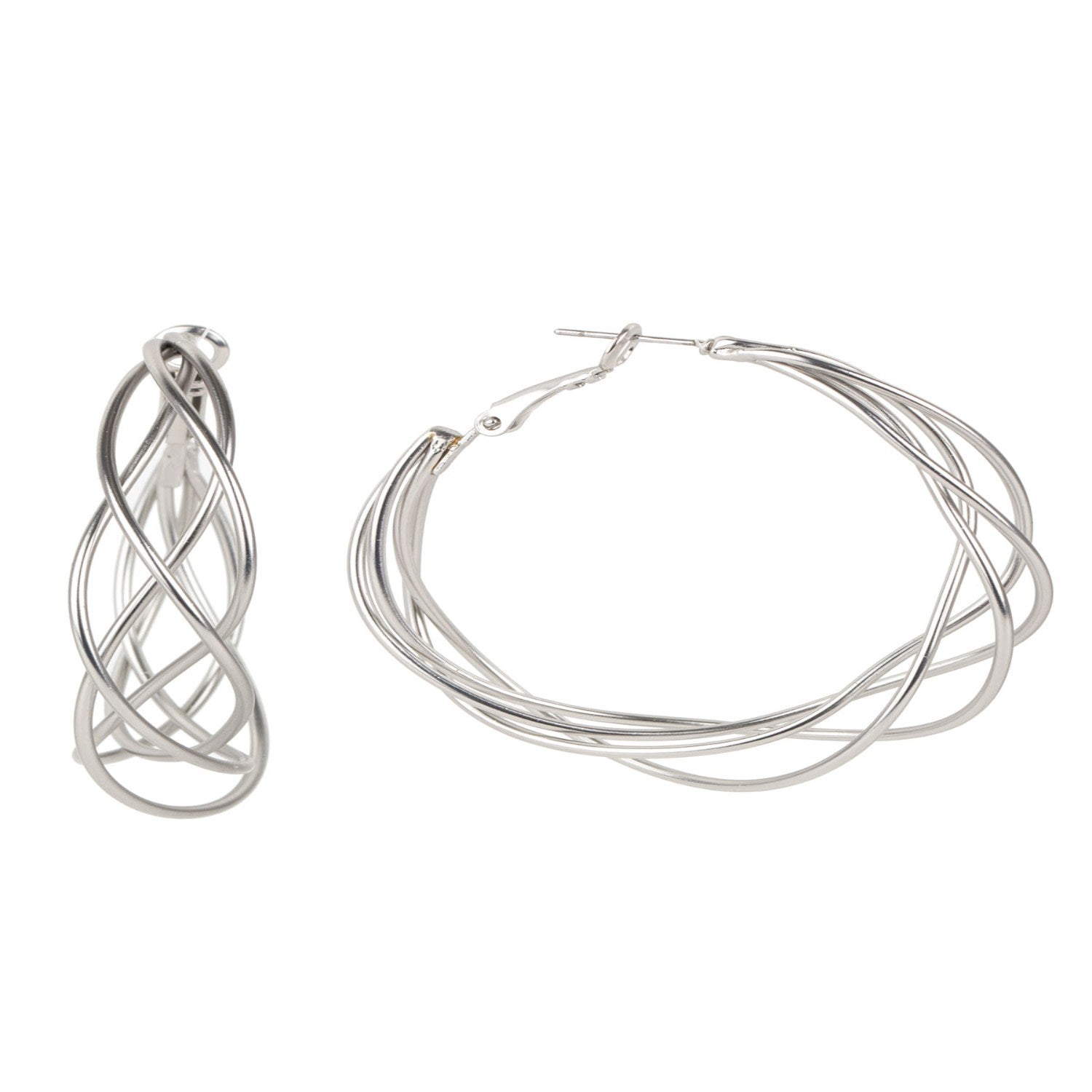 Multi Surface Hoop Silver Earring