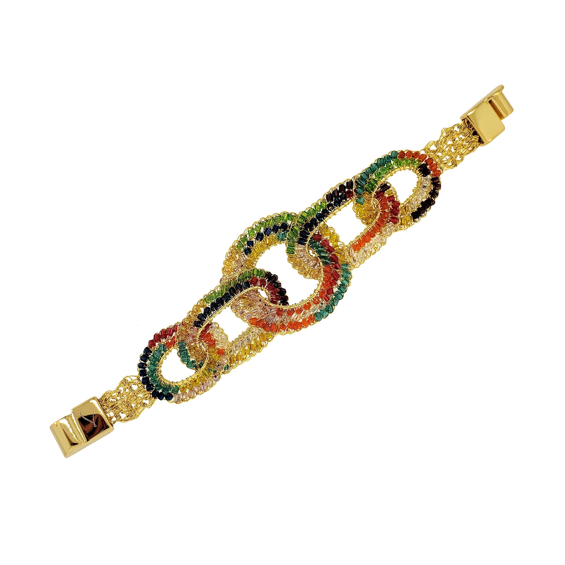 Multicolor & Gold Artemis Handmade Crochet Bracelet