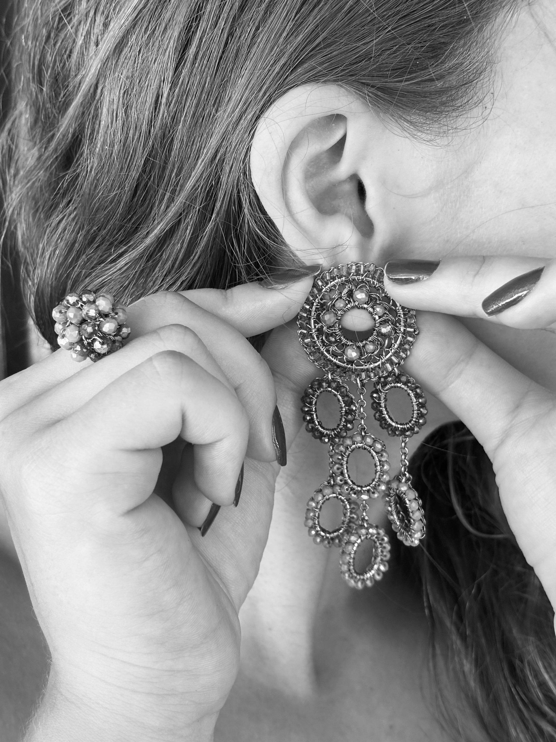 Multicolor & Gold Moira Chandelier Handmade Earrings