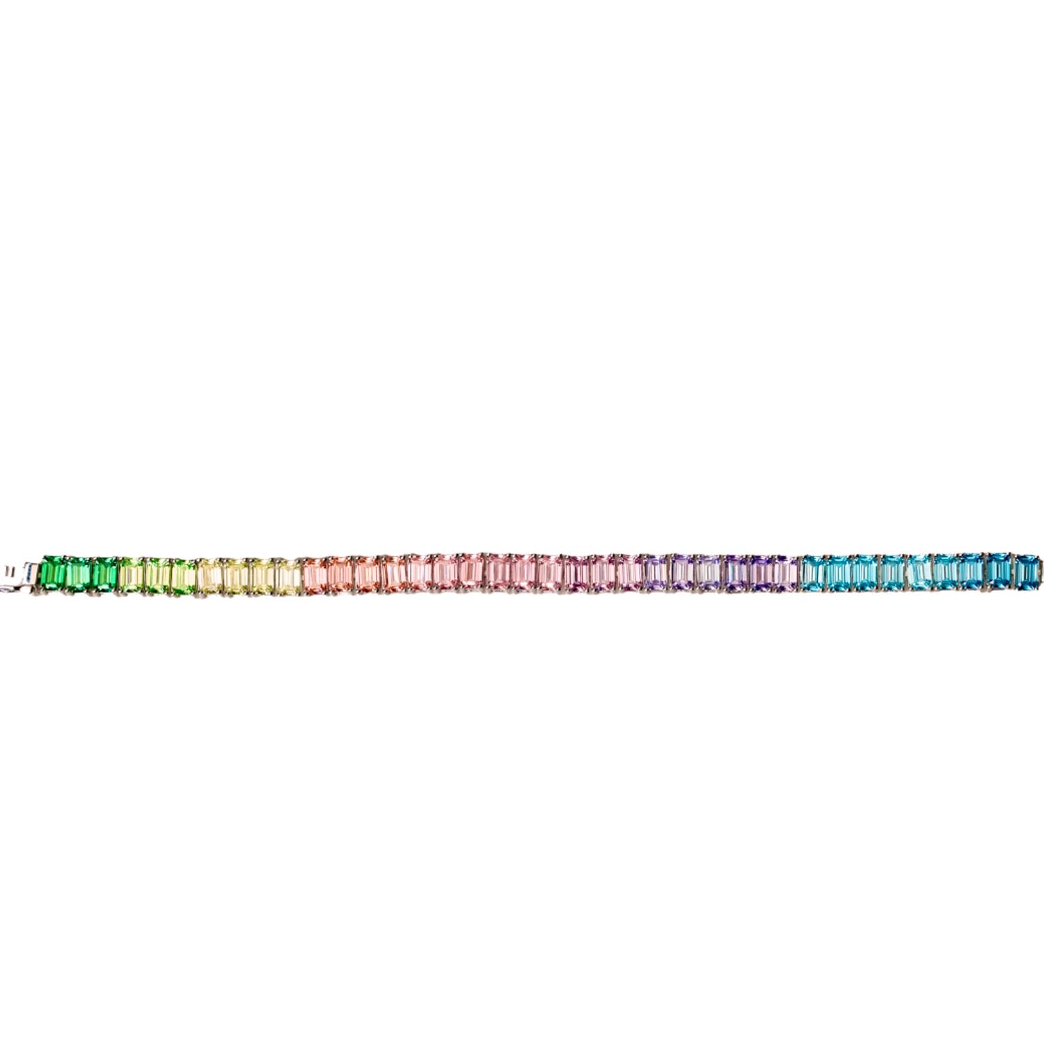 Multicolored Emerald Cut Tennis Bracelet