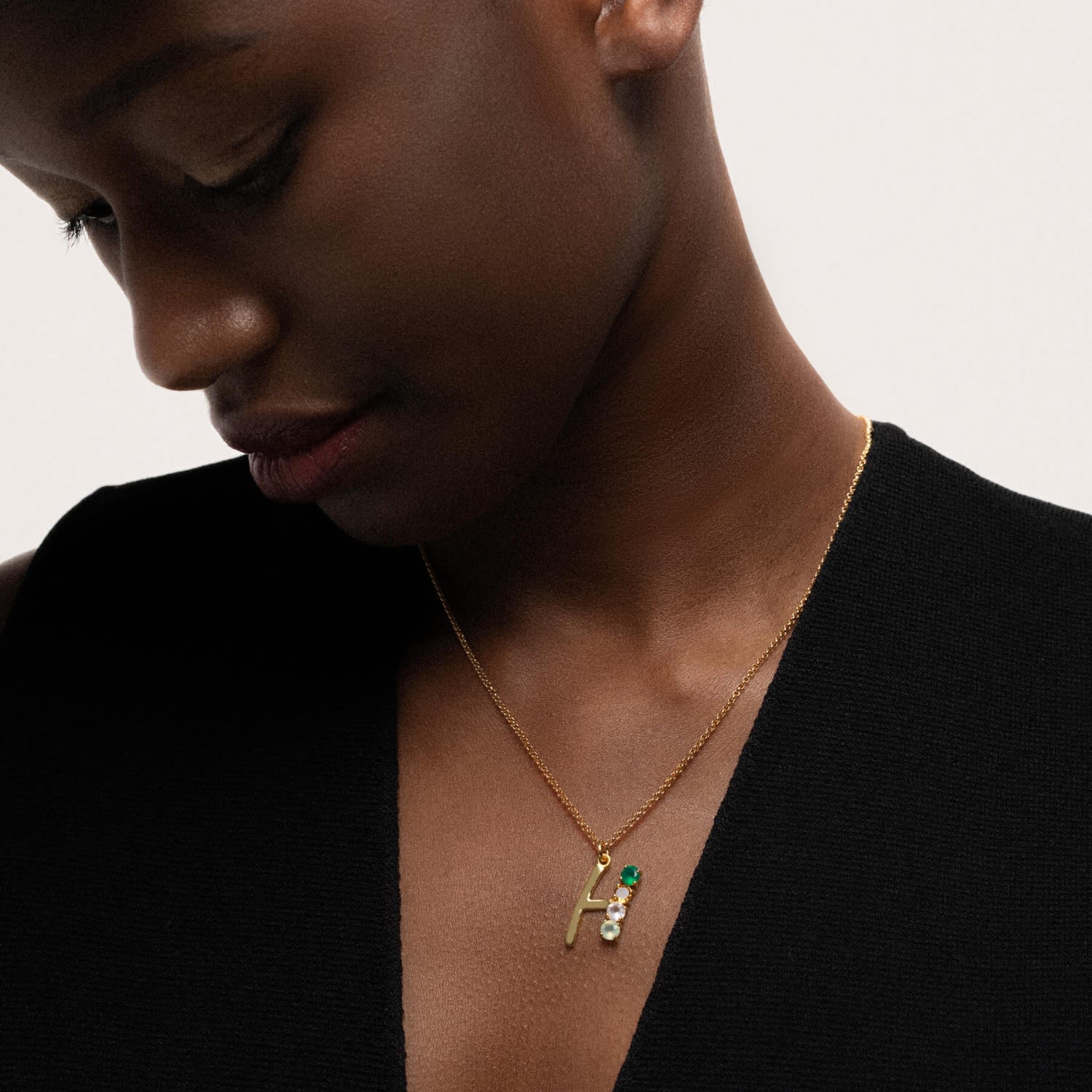Multicolored Initial H Necklace