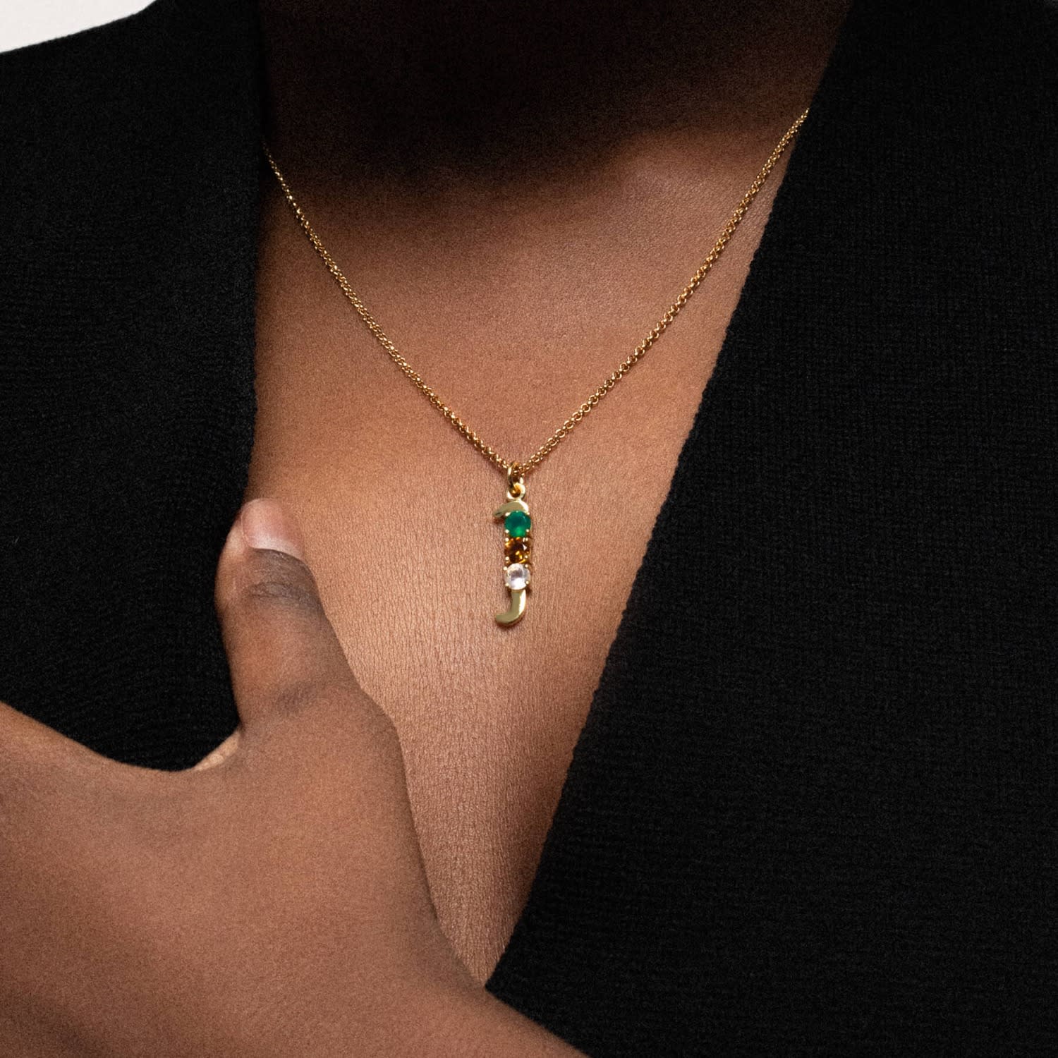 Multicolored Initial J Necklace