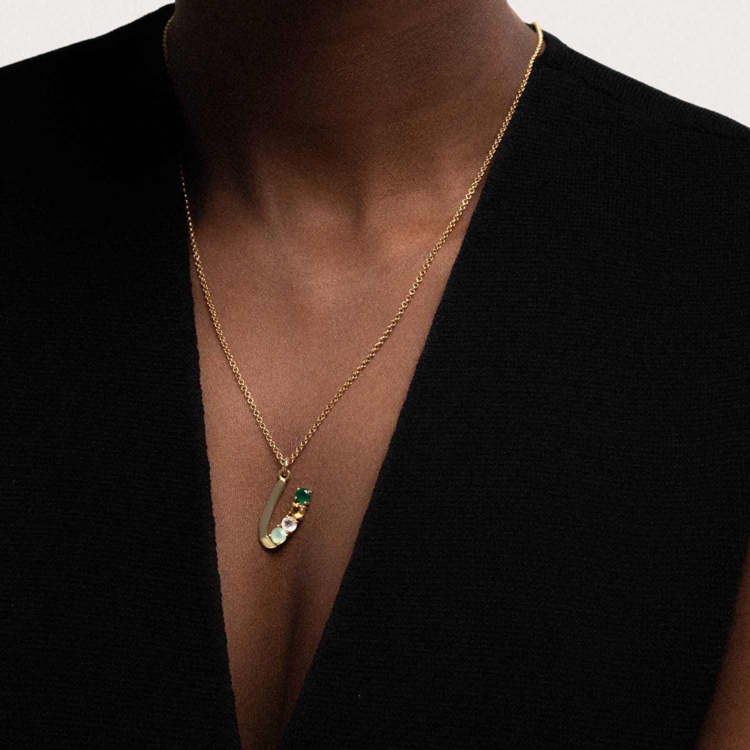 Multicolored Initial U Necklace
