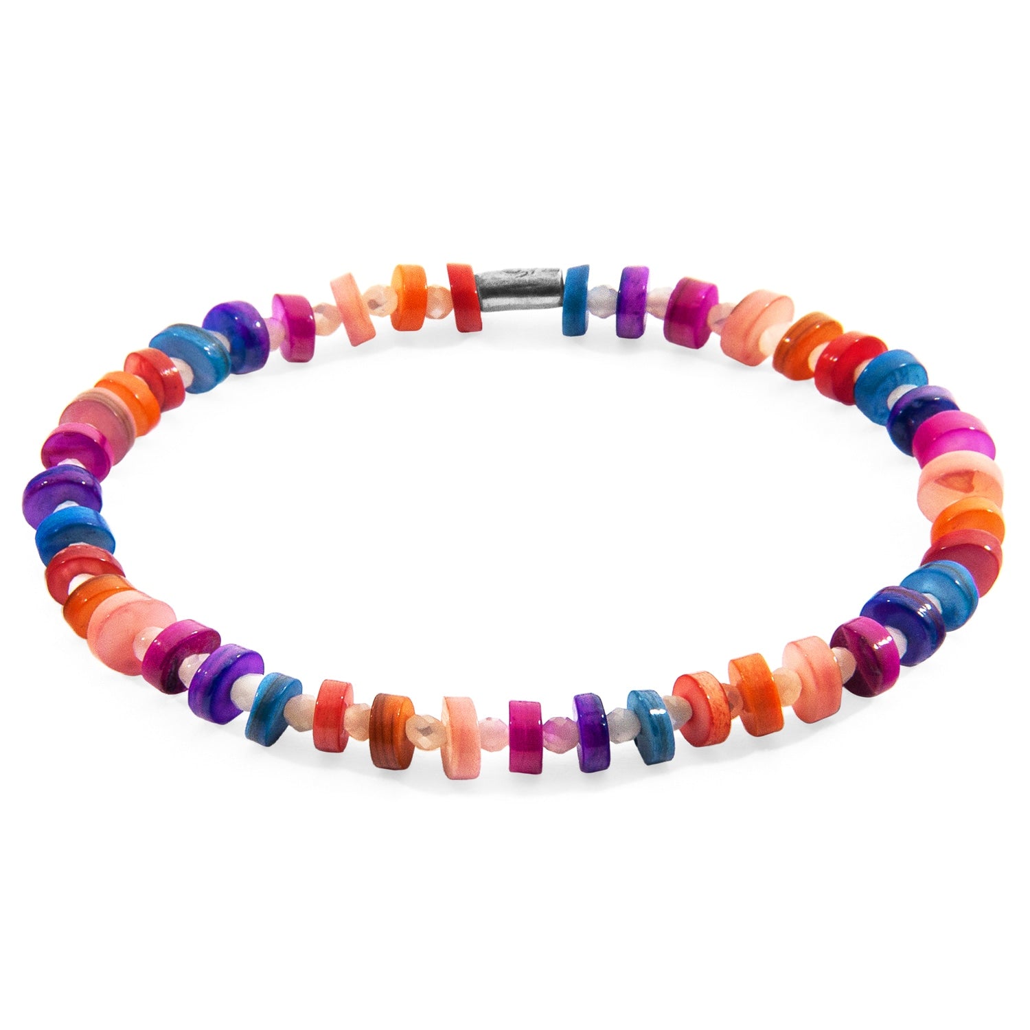 Multicoloured Alice Silver & Freshwater Shell Skinny Bracelet