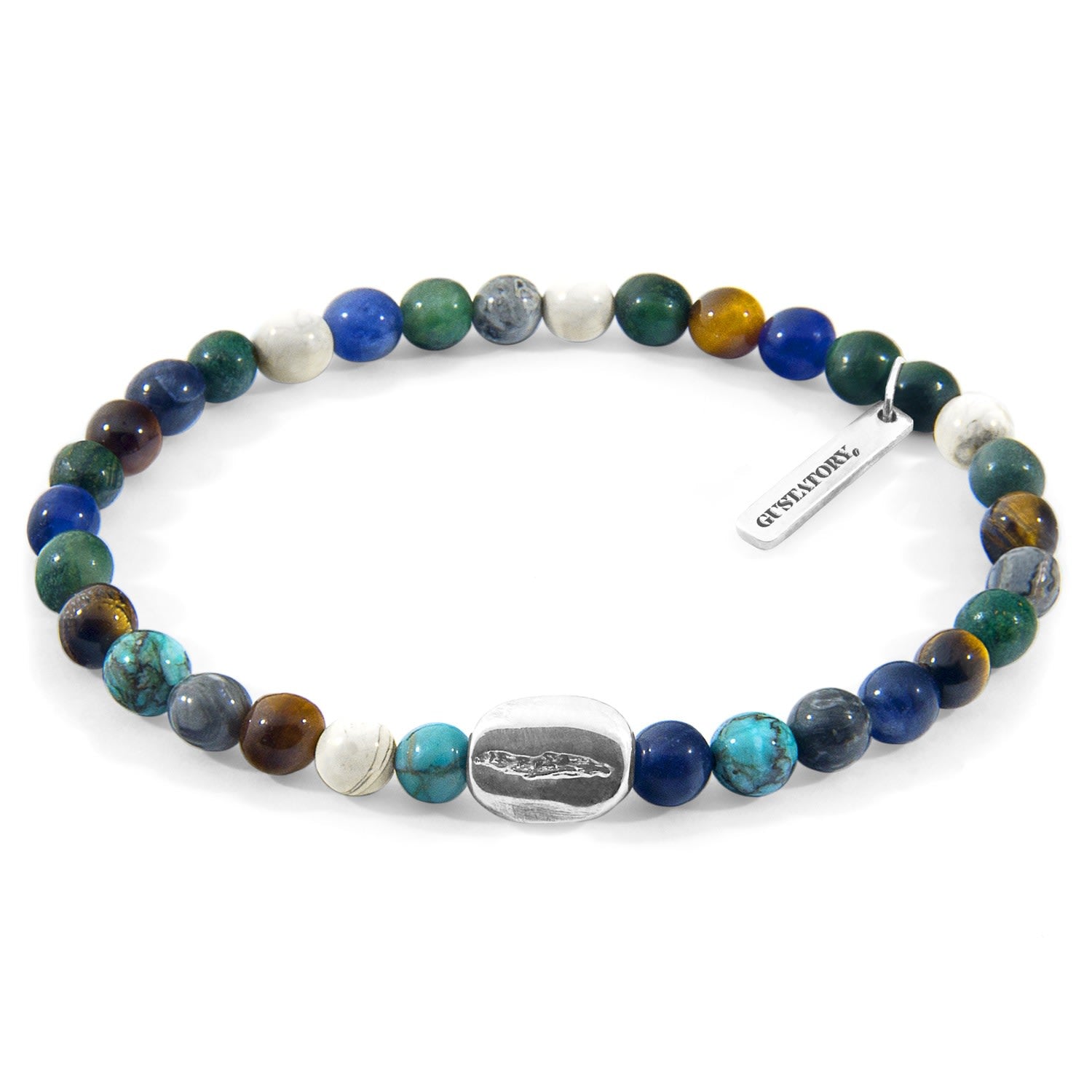 Multicoloured Multi-Gem Gustatory Coffee Bean Silver & Stone Bracelet