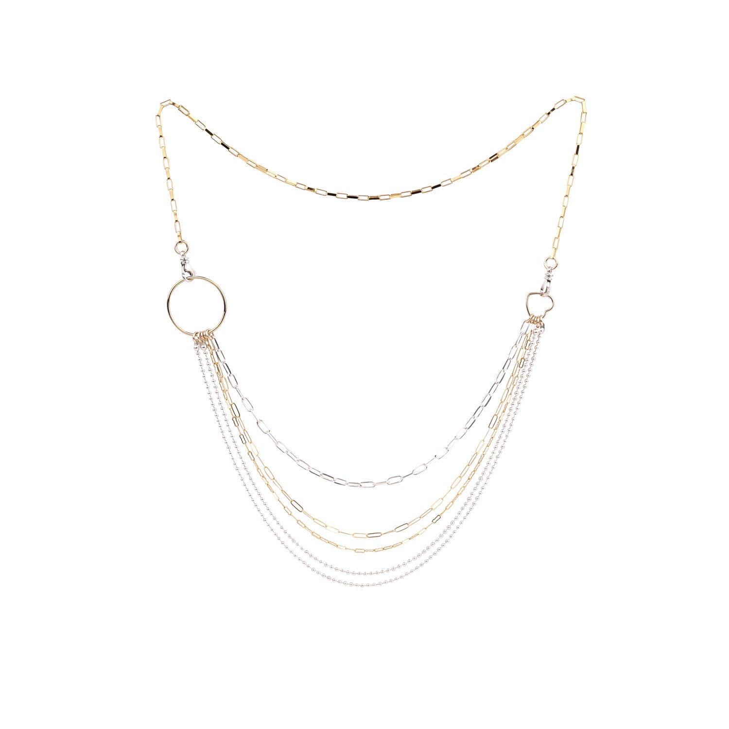 Multi-Layer Sterling Silver & Gold Elegant Necklace