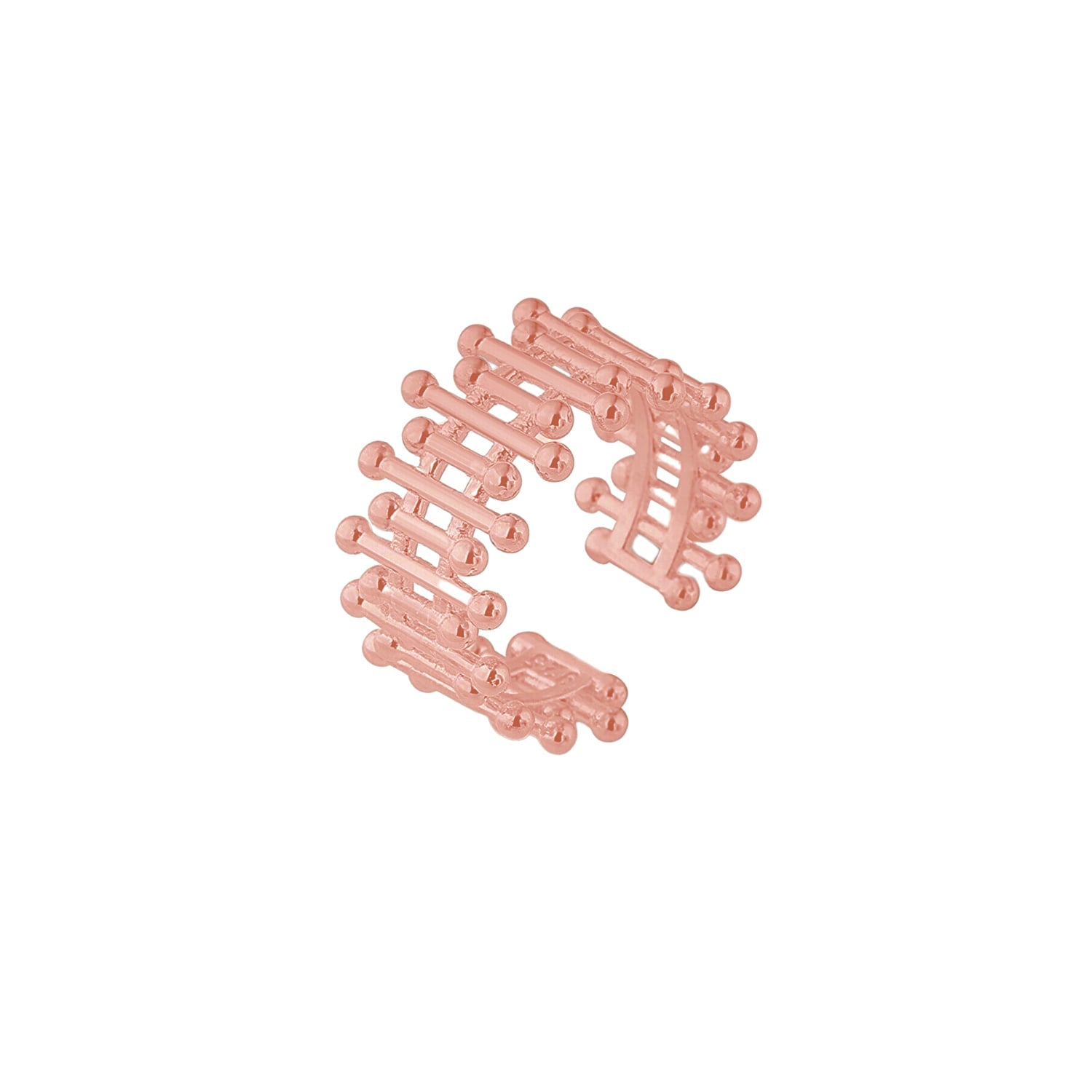 Multiple Bar Bead Design Sterling Silver Ring - Rose Gold