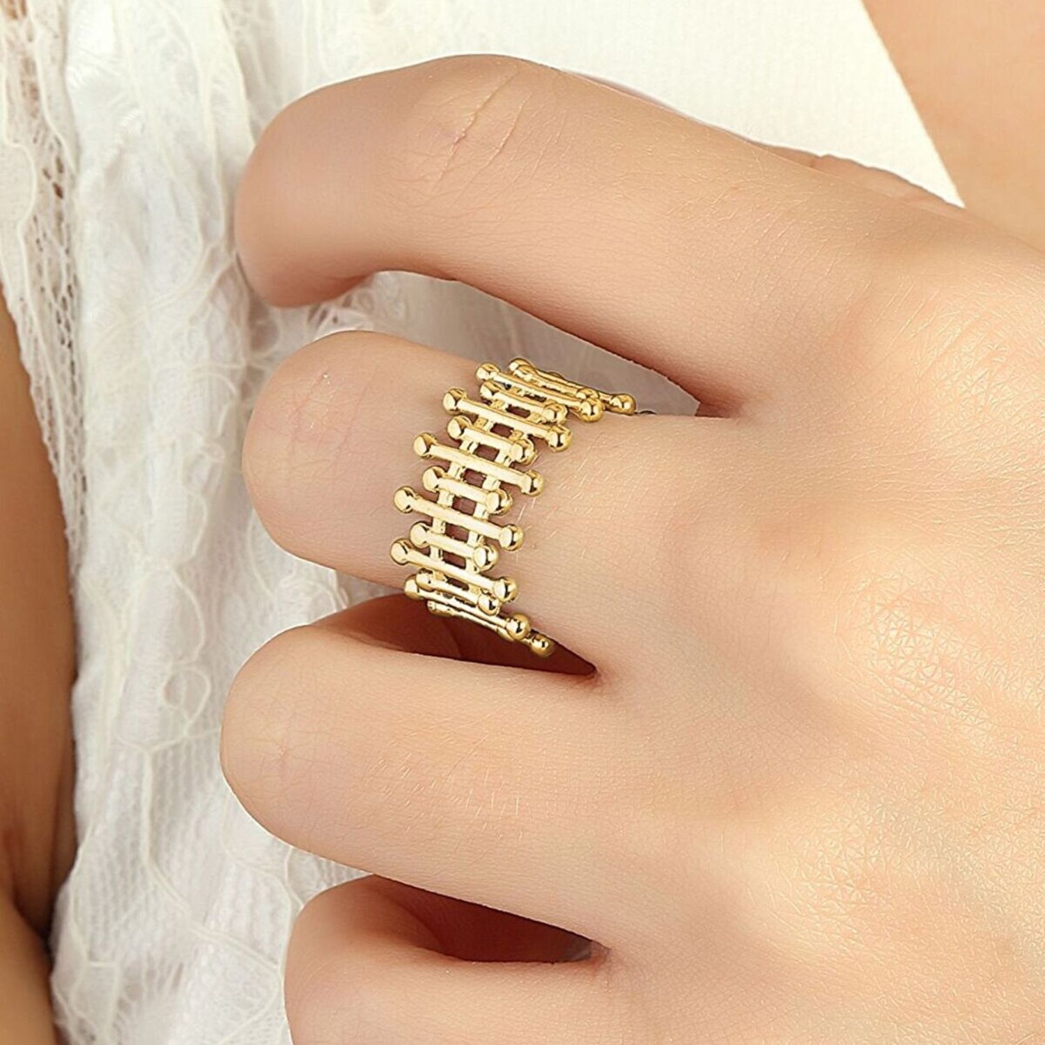Multiple Bar Sterling Silver Ring - Gold