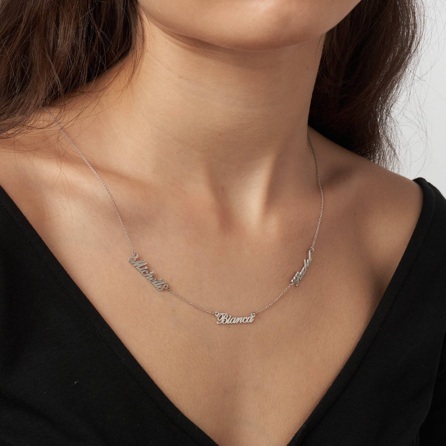 Multiple Name Necklace in 14k White Gold