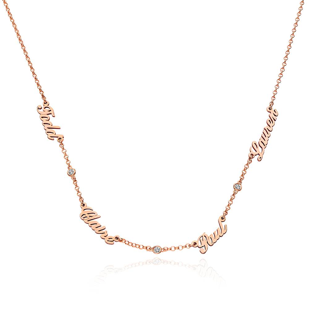 Heritage Multiple Name Necklace with Diamonds in 18K Rose Gold Vermeil