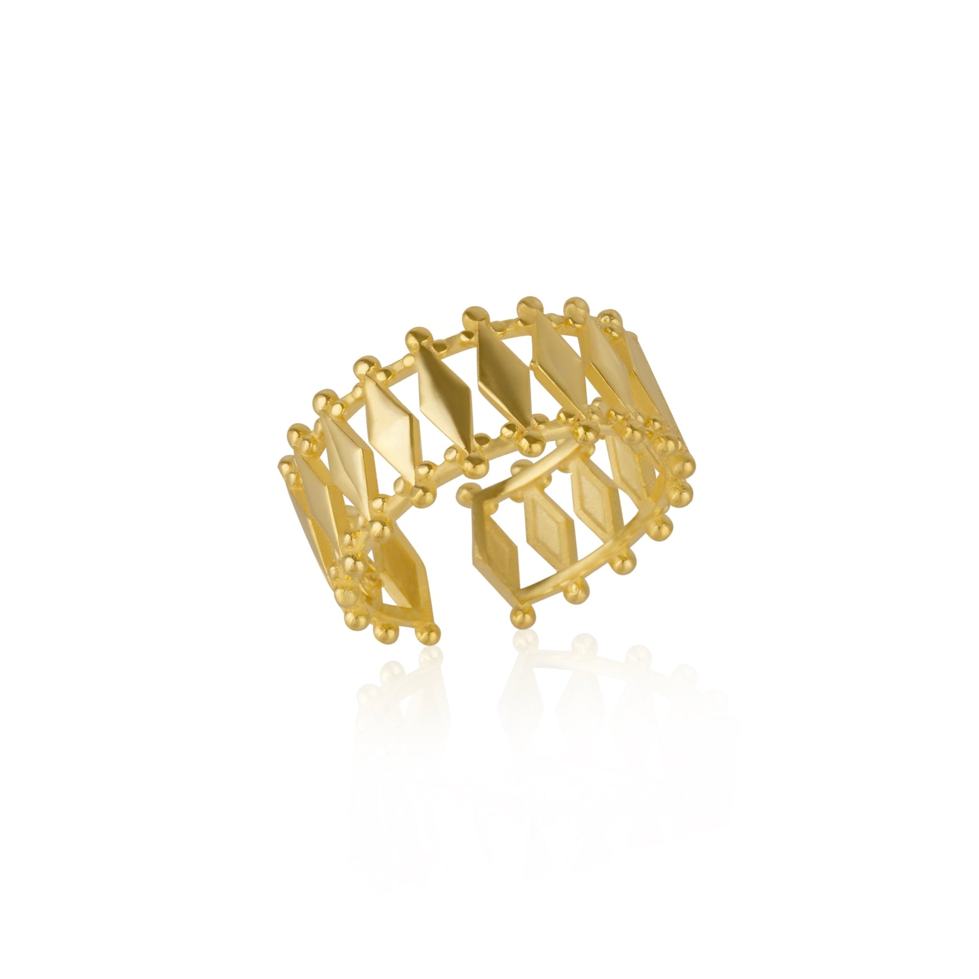 Multiple Quad Bar Sterling Silver Ring - Gold