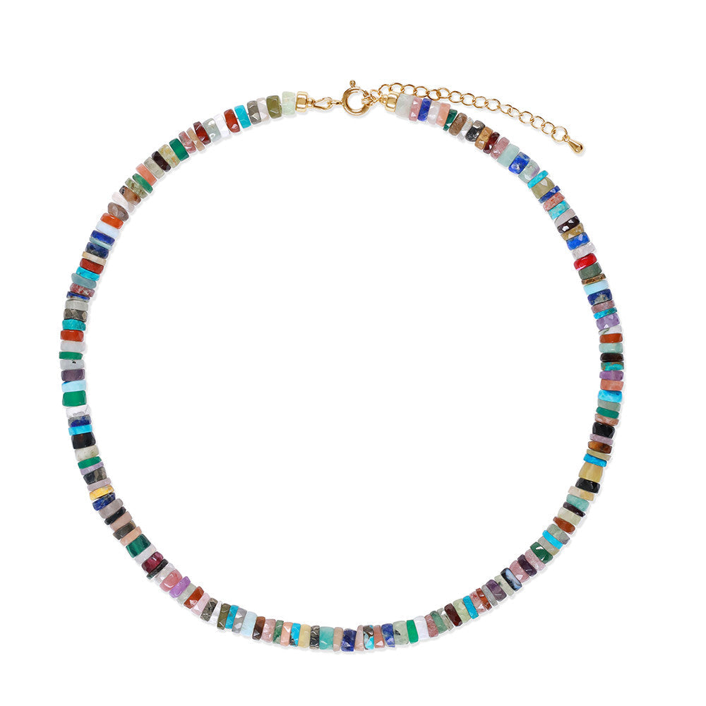 Multistone Rainbow Heishi Necklace