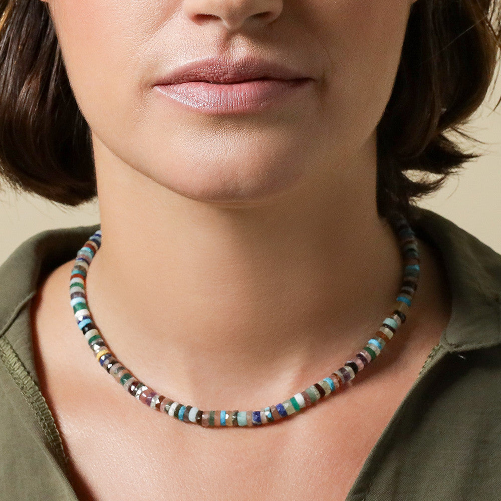 Multistone Rainbow Heishi Necklace