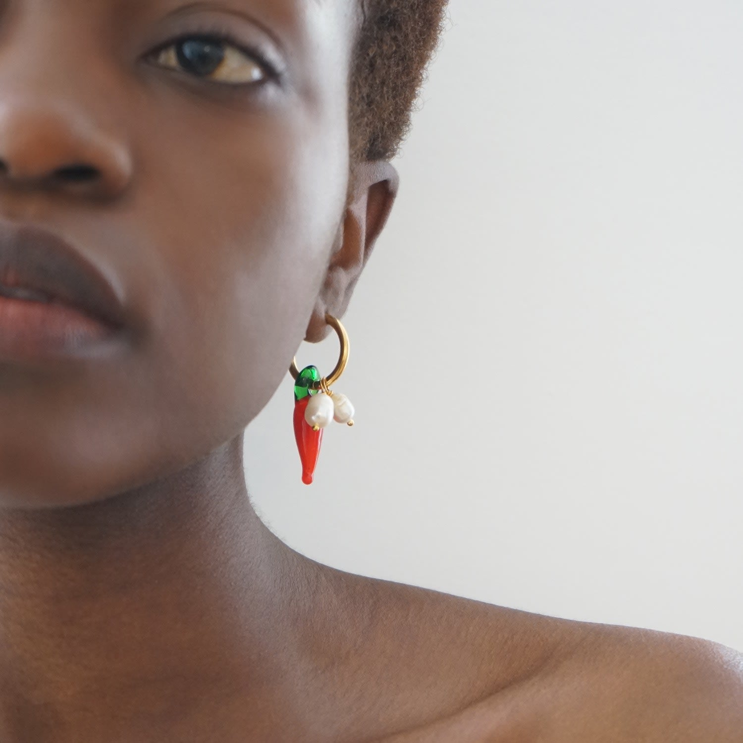 Murano Glass Chili Hoop Earrings