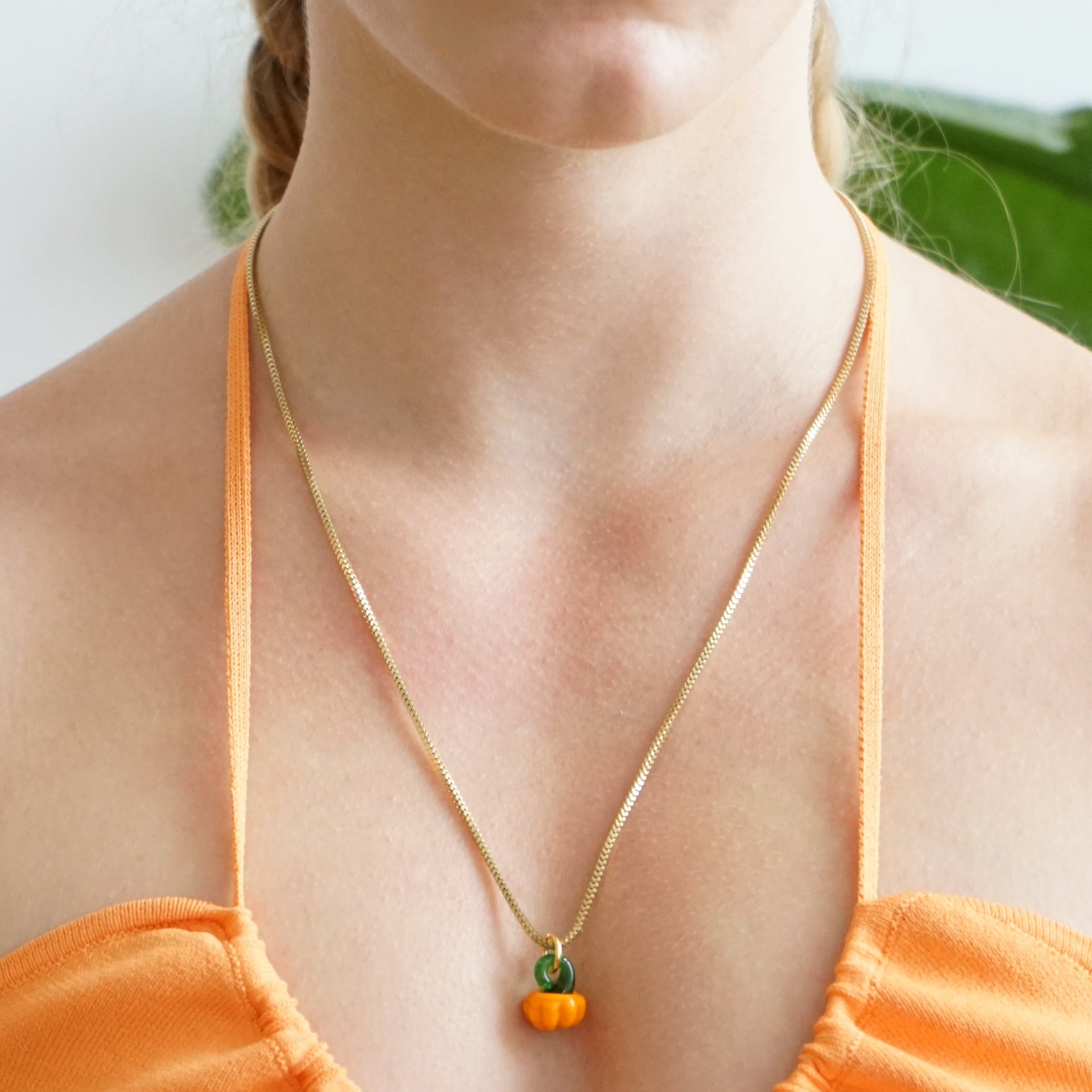 Murano Glass Pumpkin Necklace Halloween