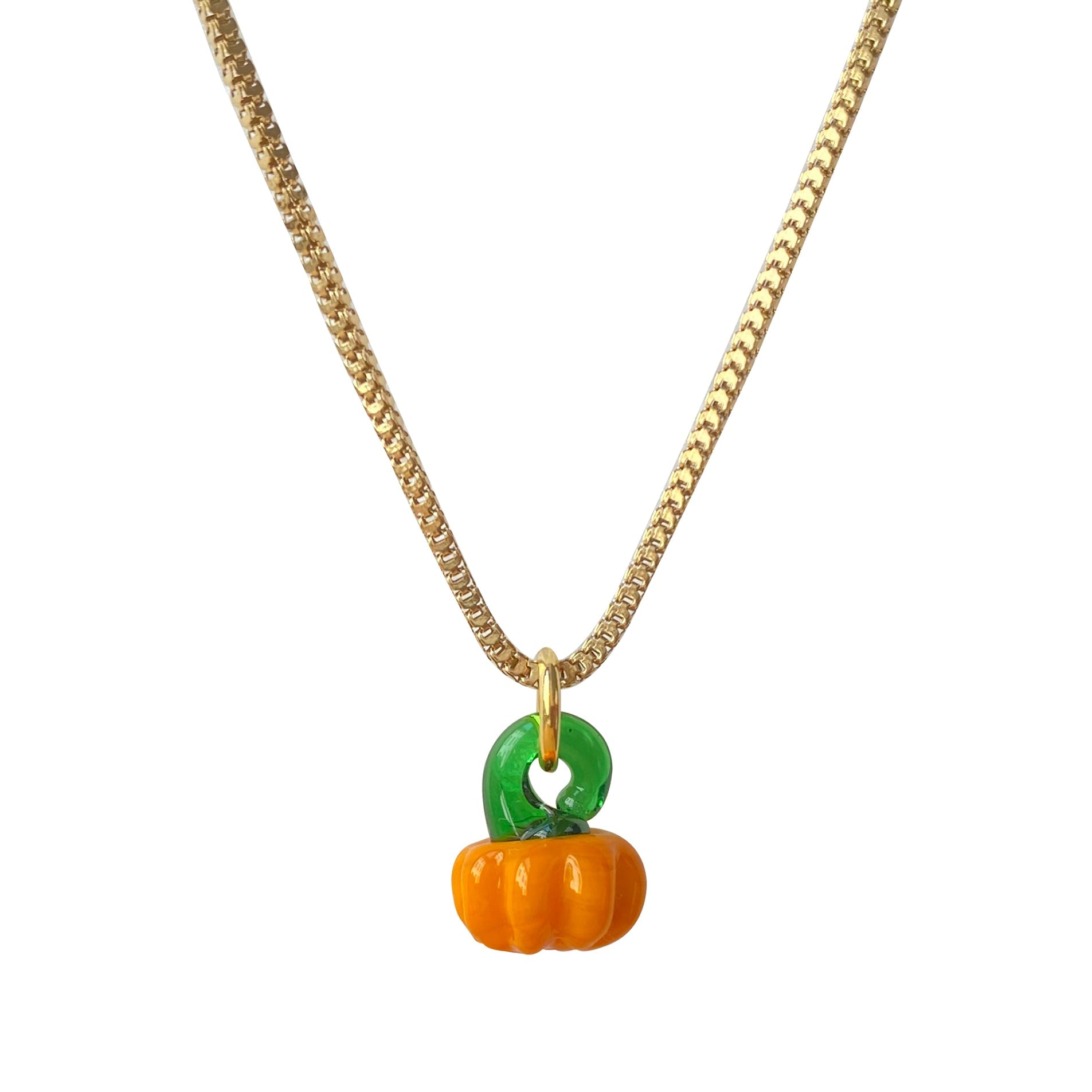 Murano Glass Pumpkin Necklace Halloween