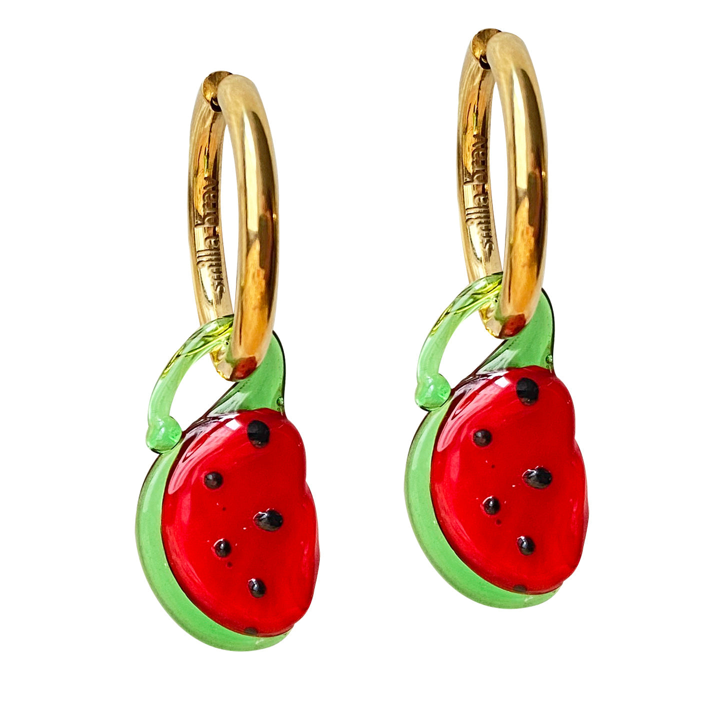 Murano Glass Watermelon Hoop Earrings
