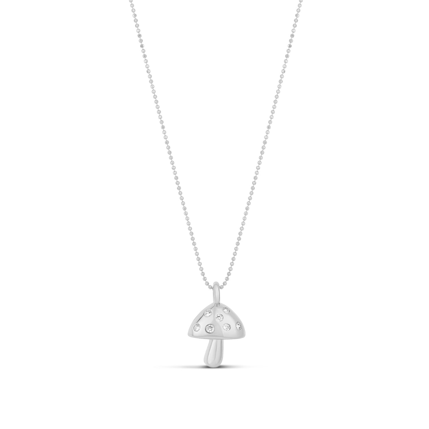 Mushroom Charm Necklace - Silver